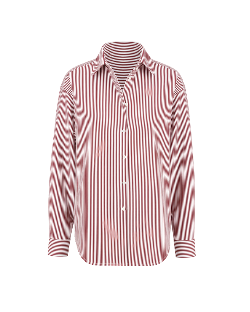 The Tailory New York red striped Loro Piana cotton oversized shirt front view