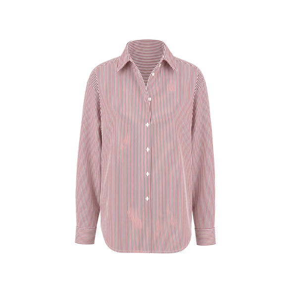 Red Striped Loro Piana Cotton Oversized Shirt Red Striped Loro Piana Cotton Oversized Shirt