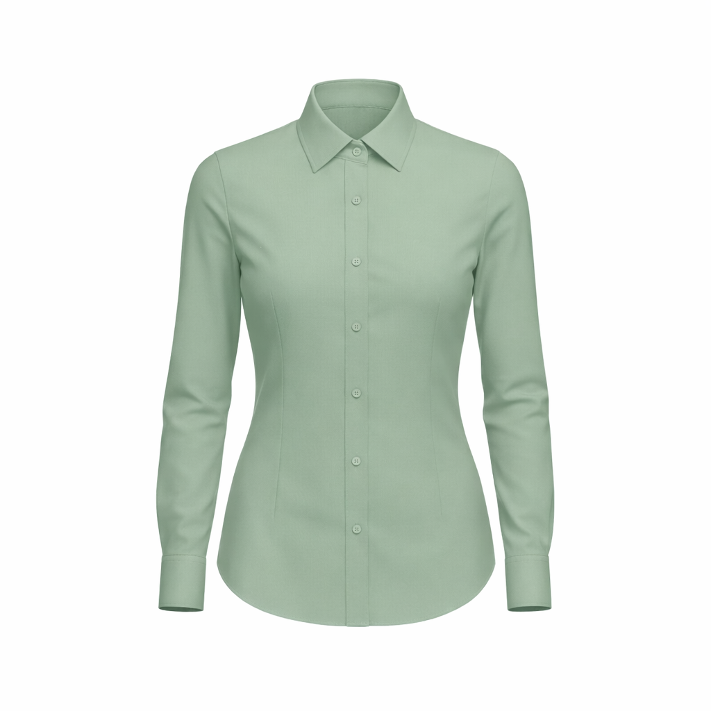 Tailory sage tailored fitted women’s shirt point collar front view