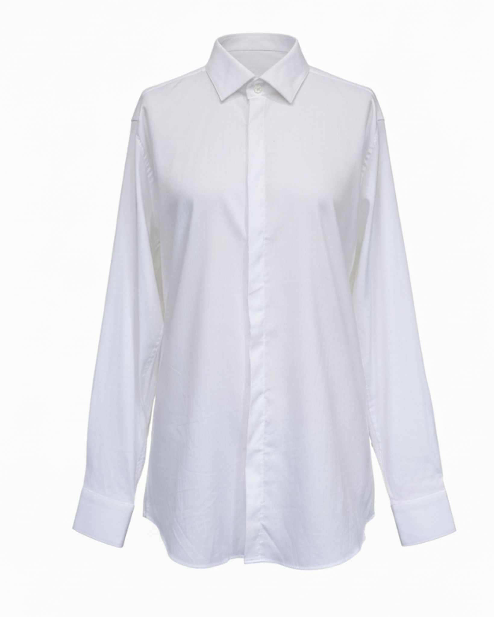Tailory white hidden-placket shirt front view
