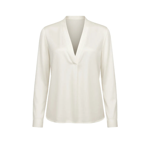 Tailory white silk V-neck blouse front view