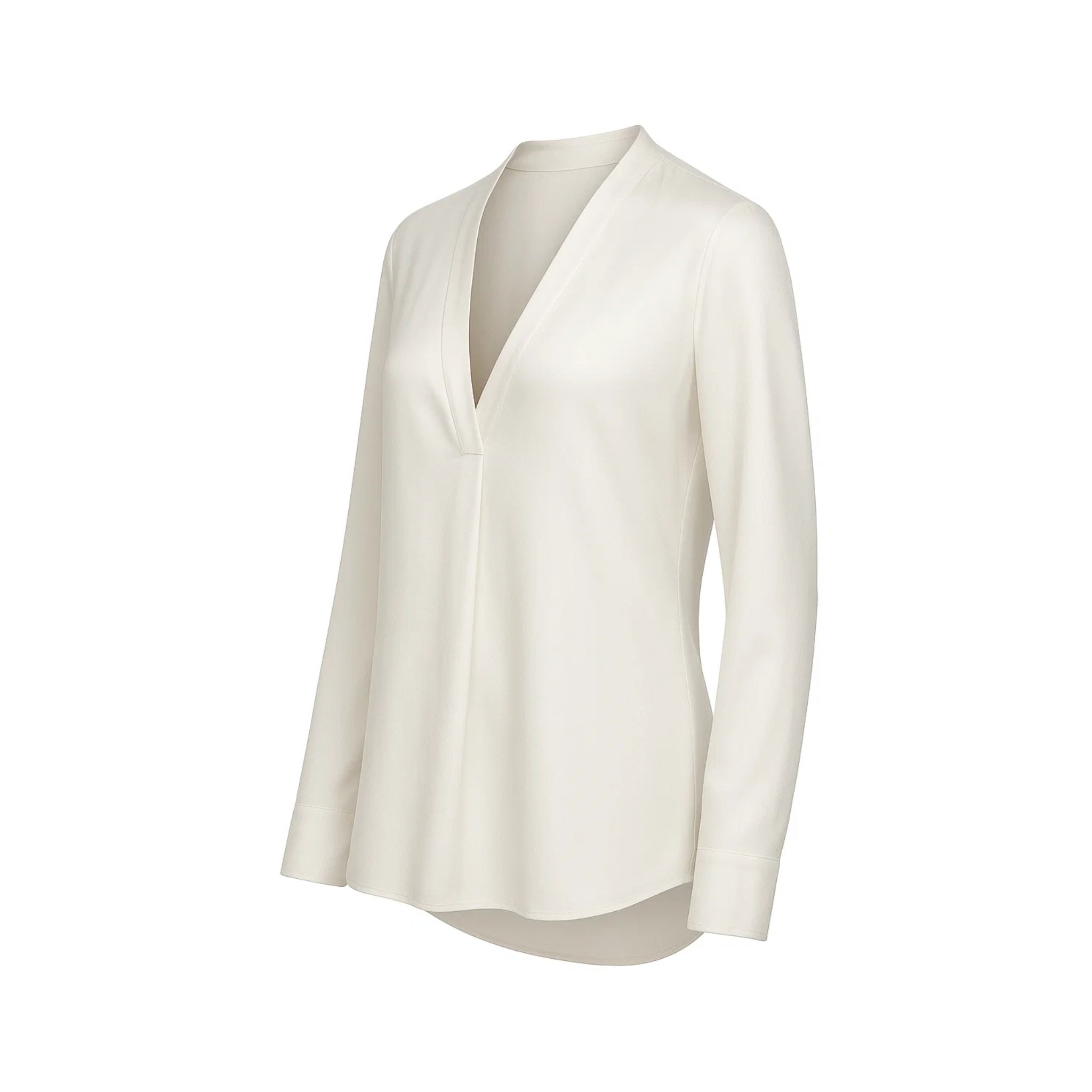 Tailory white silk V-neck blouse side view