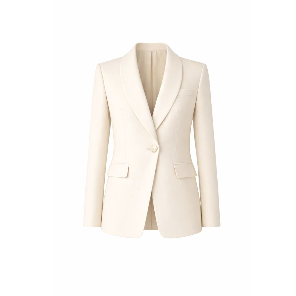 Tailory ivory shawl lapel blazer front view