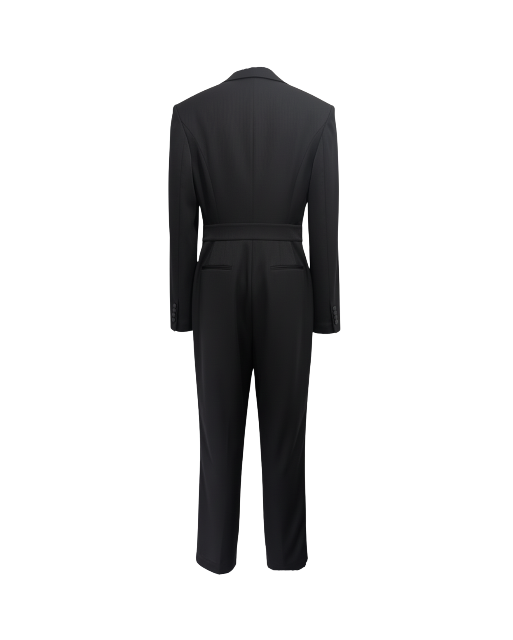 Tailory black/white stripe jumpsuit back view