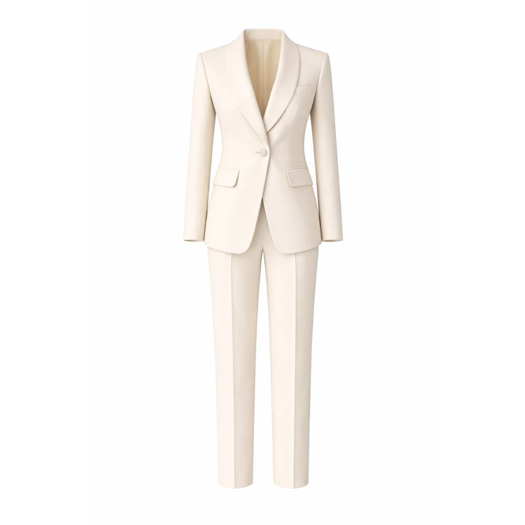 Tailory ivory shawl lapel tailored suit set front view