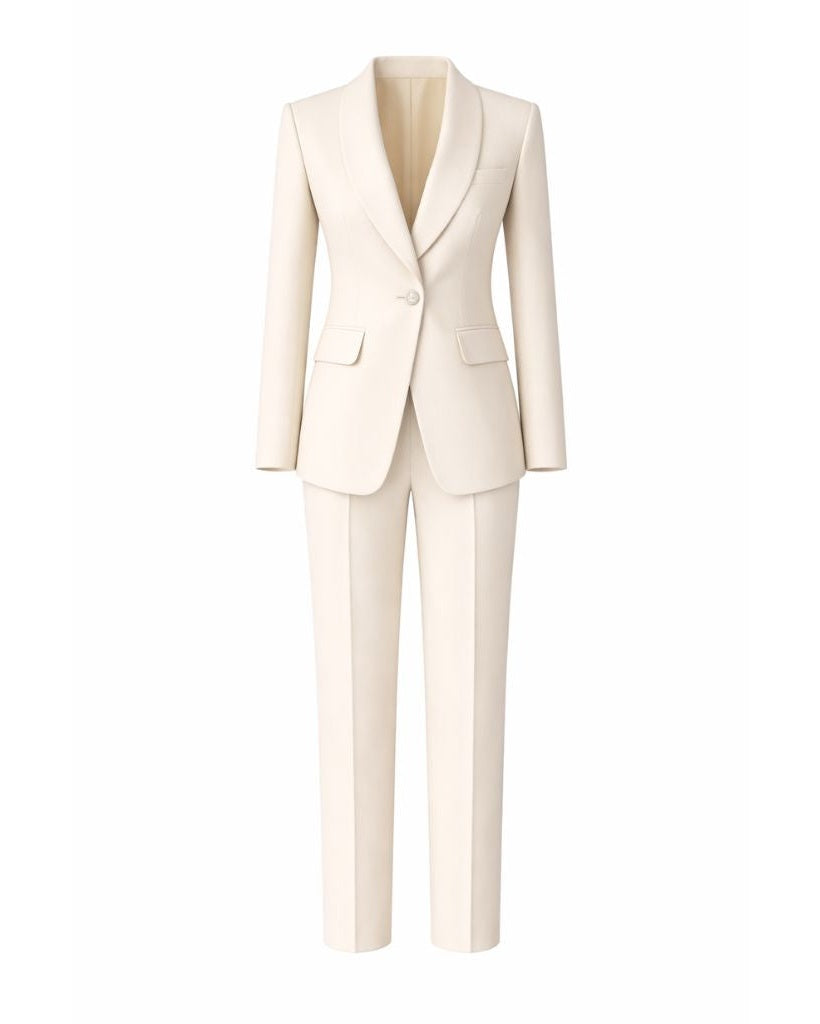 Tailory ivory shawl lapel tailored suit set front view