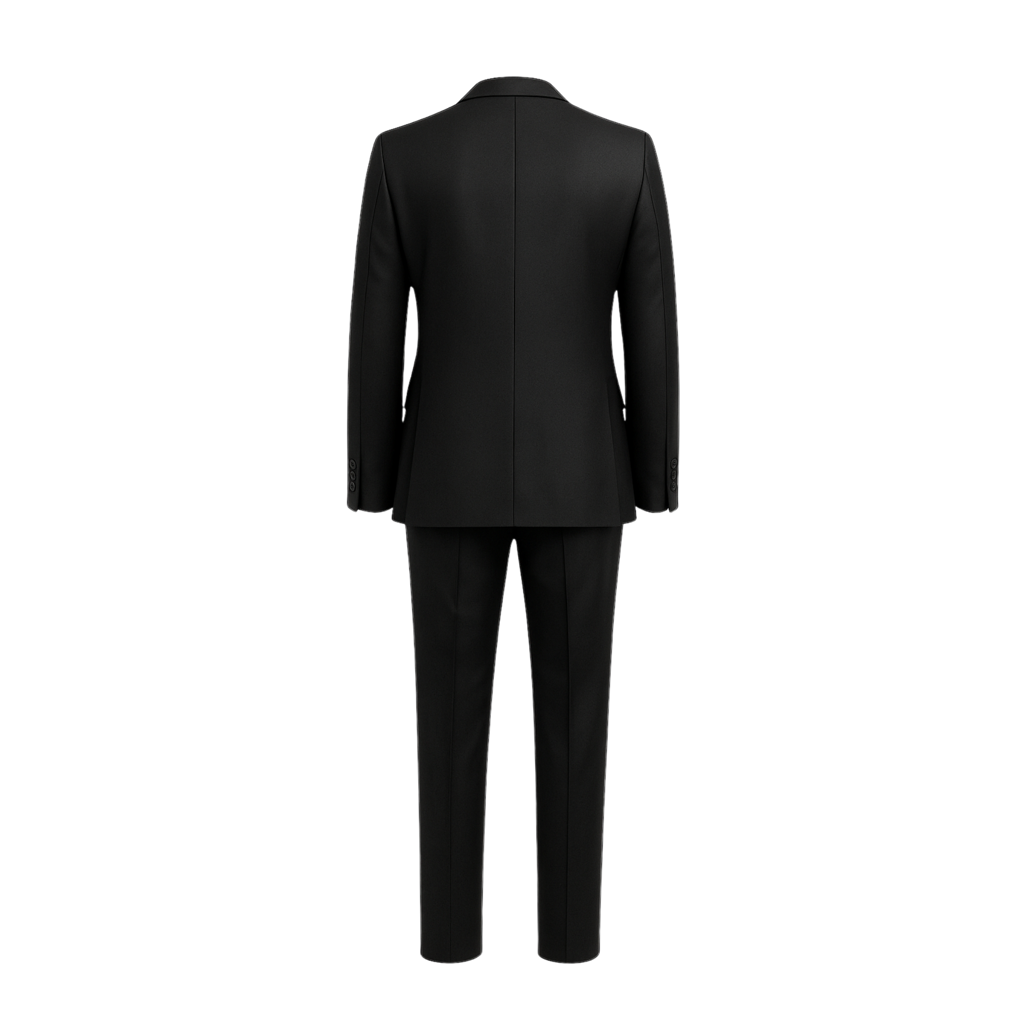 Tailory black Loro Piana wool suit back view