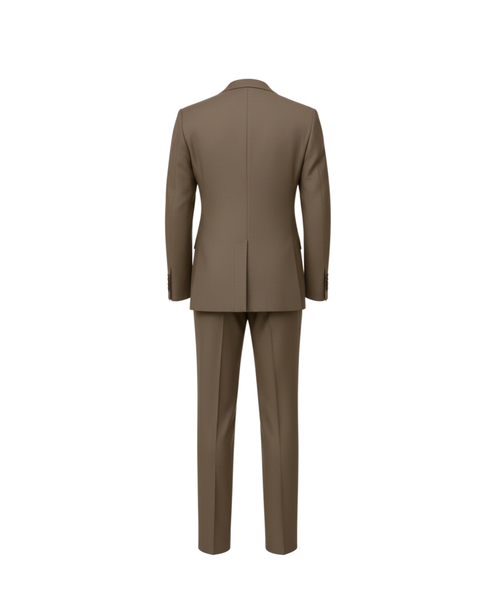 Tailory taupe double breasted wool suit back view