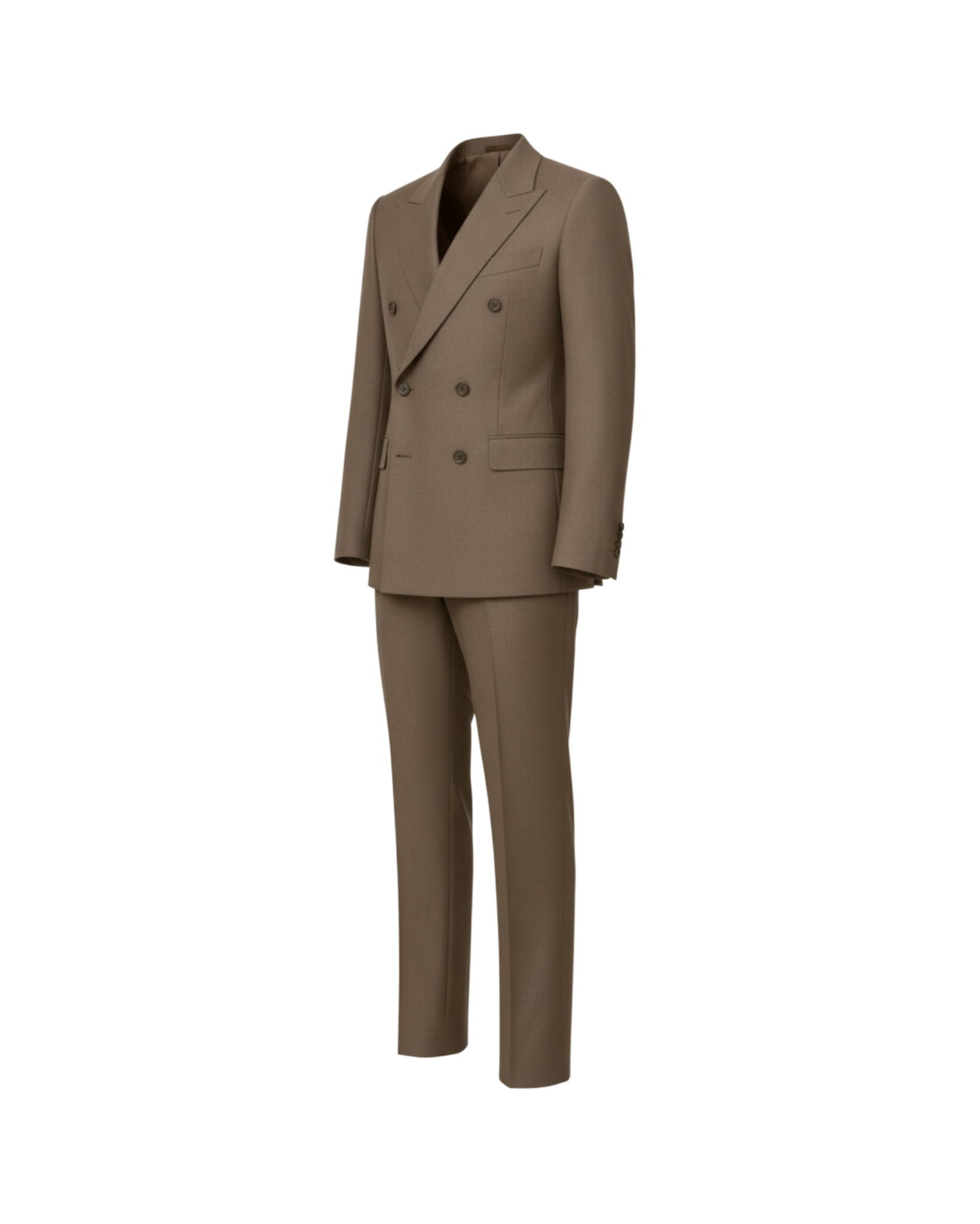 Tailory taupe double breasted wool suit side view