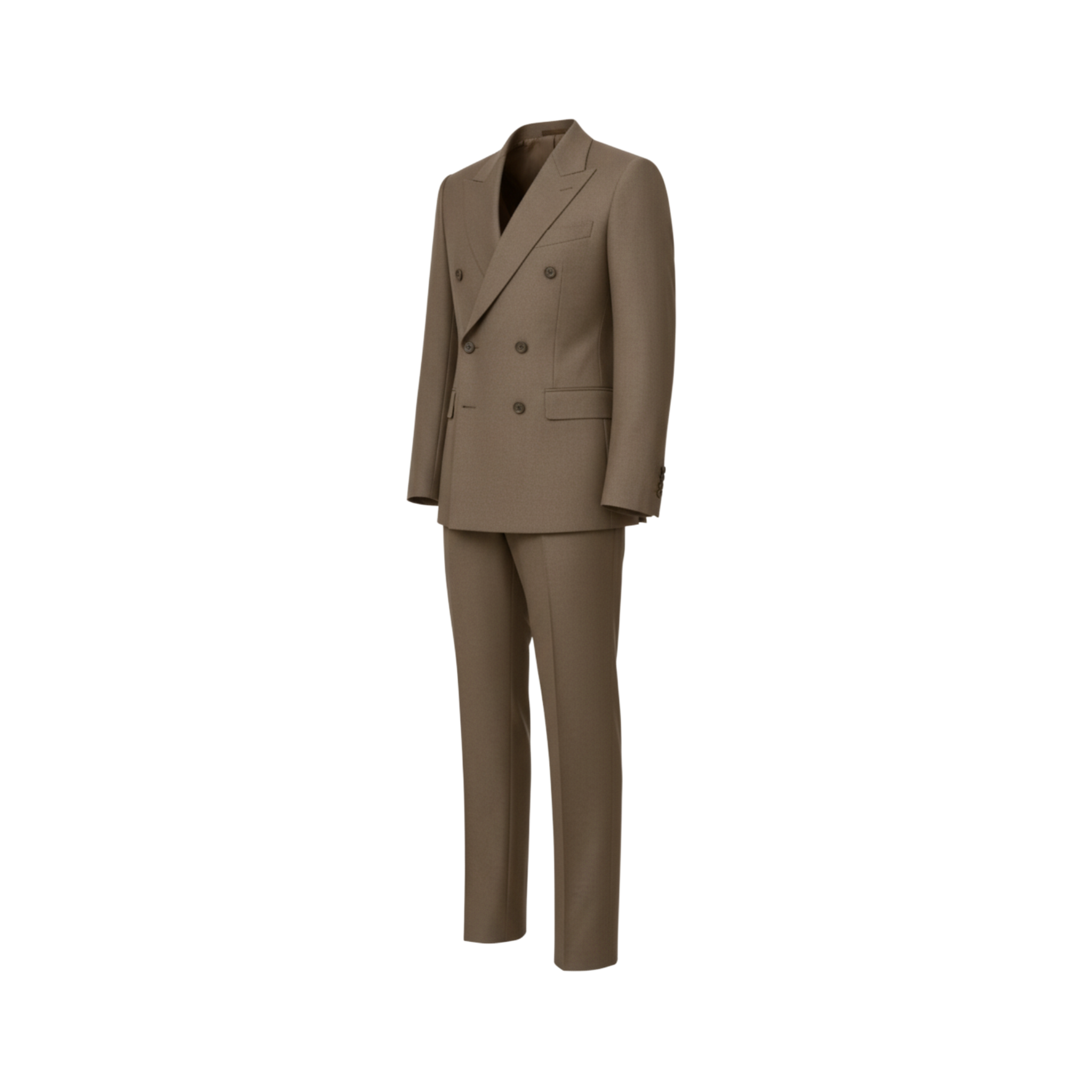 Tailory taupe double breasted wool suit side view