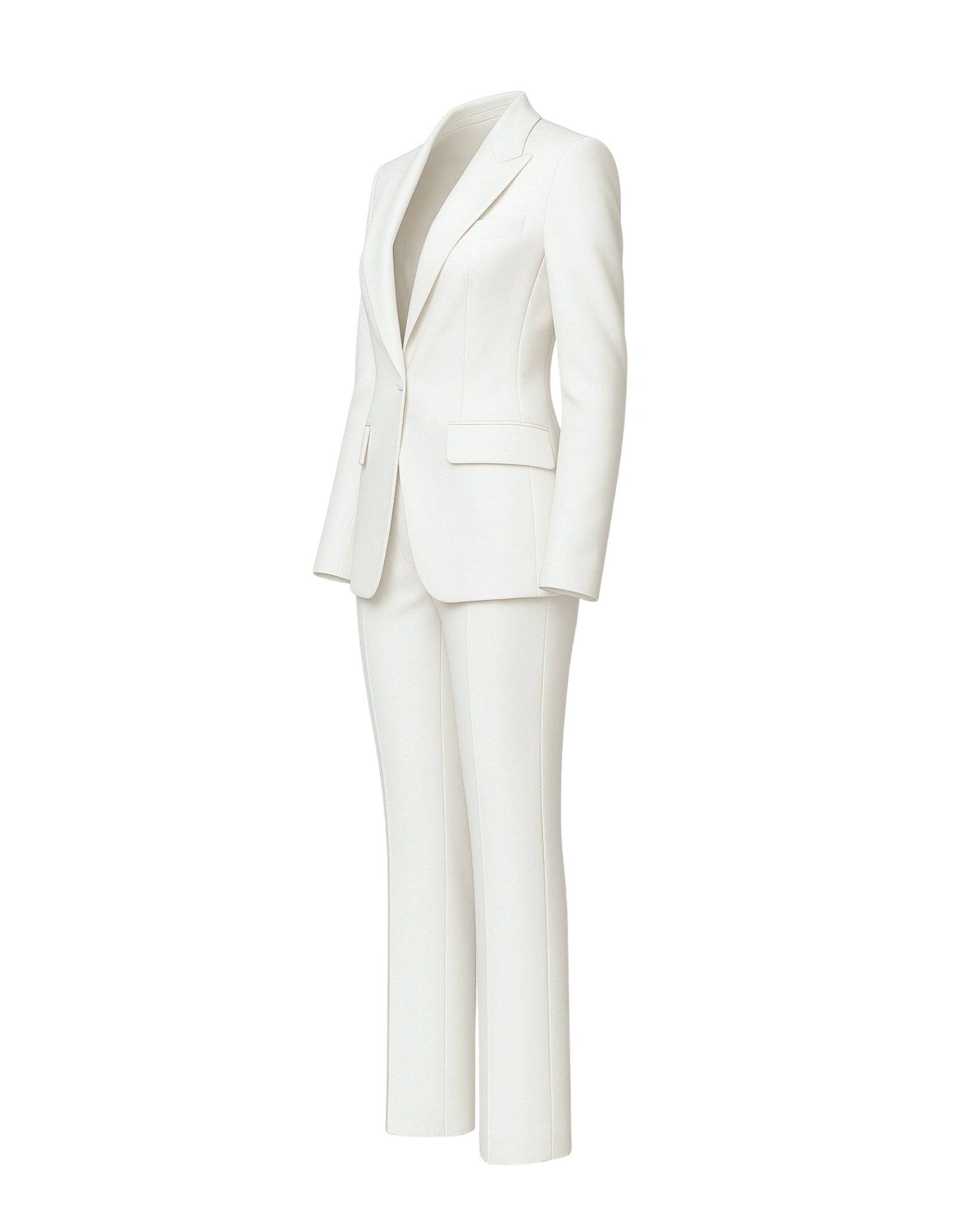 Tailory classic white feminine fit wool suit side view