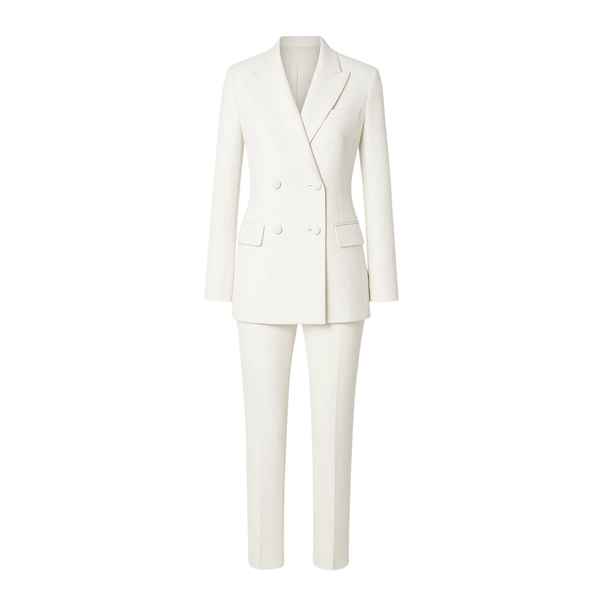 Tailory ivory double-breasted fitted wedding suit front view