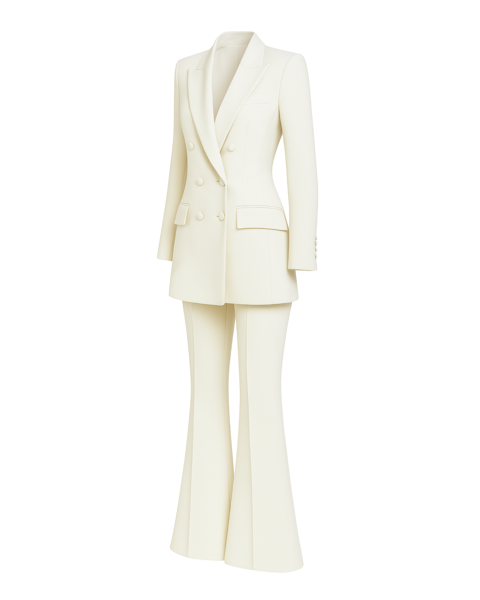 Tailory ivory Loro Piana tailored bridal suit side view