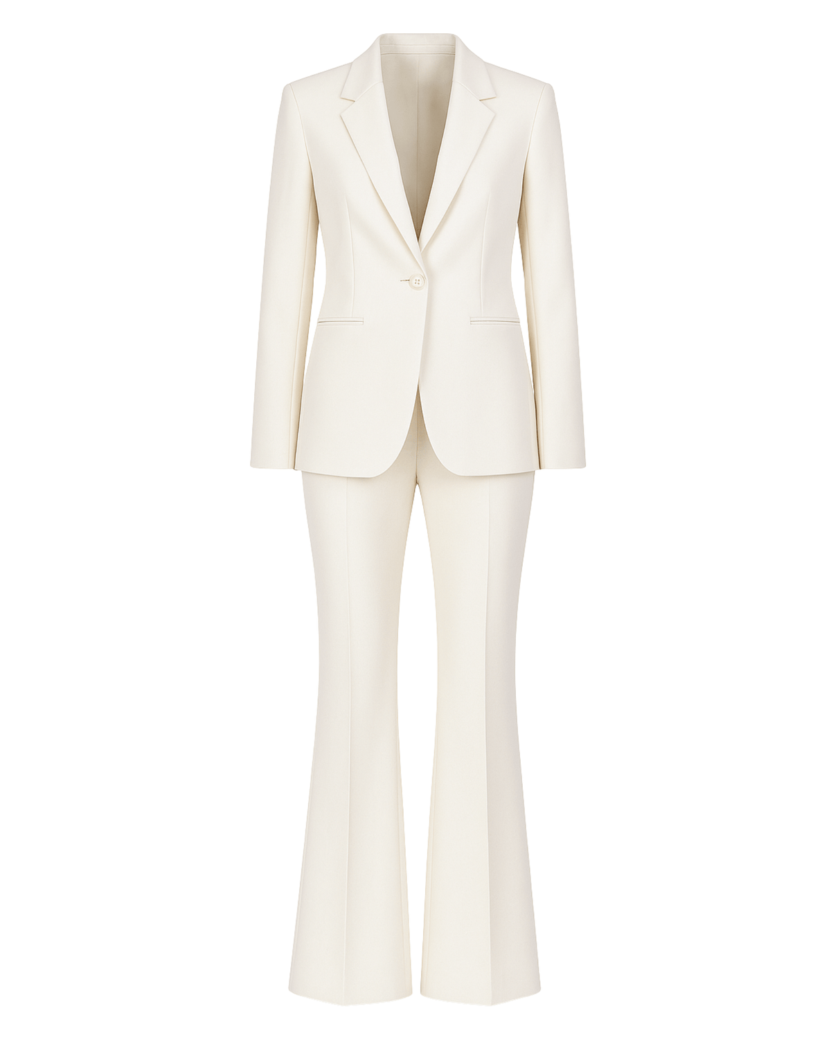 Ivory Notch Lapel Women's Wedding 2-Piece Suit with Flare