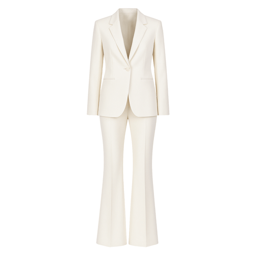 Tailory ivory notch lapel women’s wedding suit front view