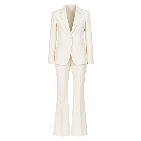 Tailory ivory notch lapel women’s wedding suit front view