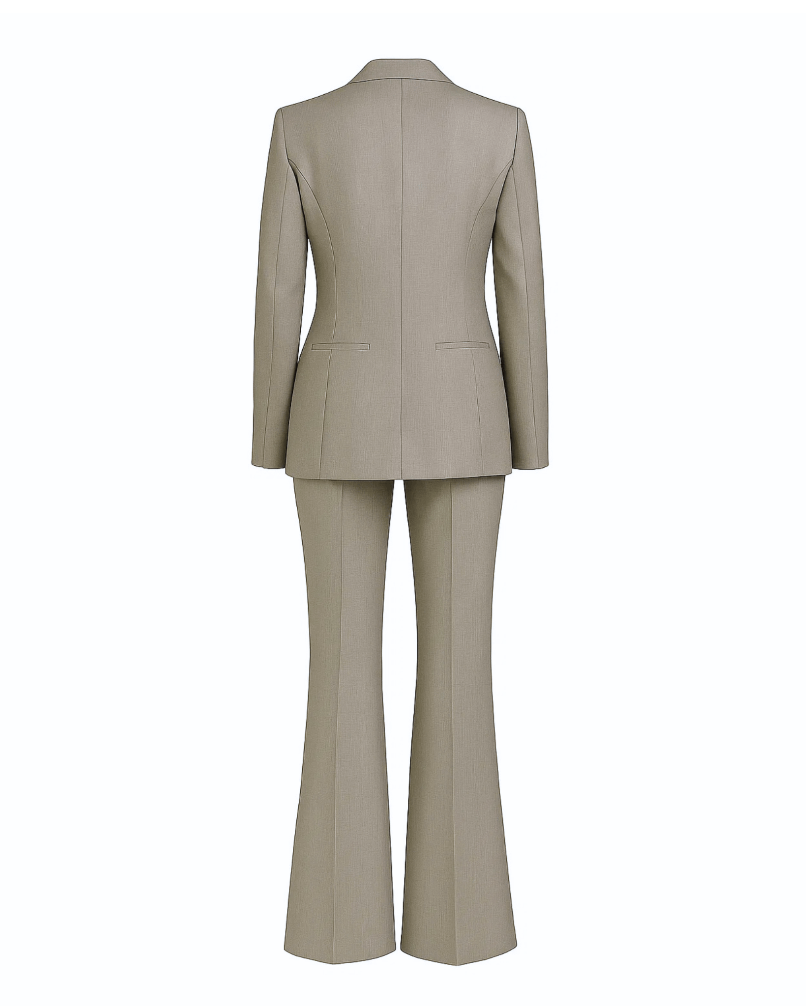 Tailory stone double-breasted flare suit set back view
