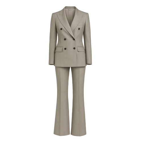 Tailory stone double-breasted flare suit set front view