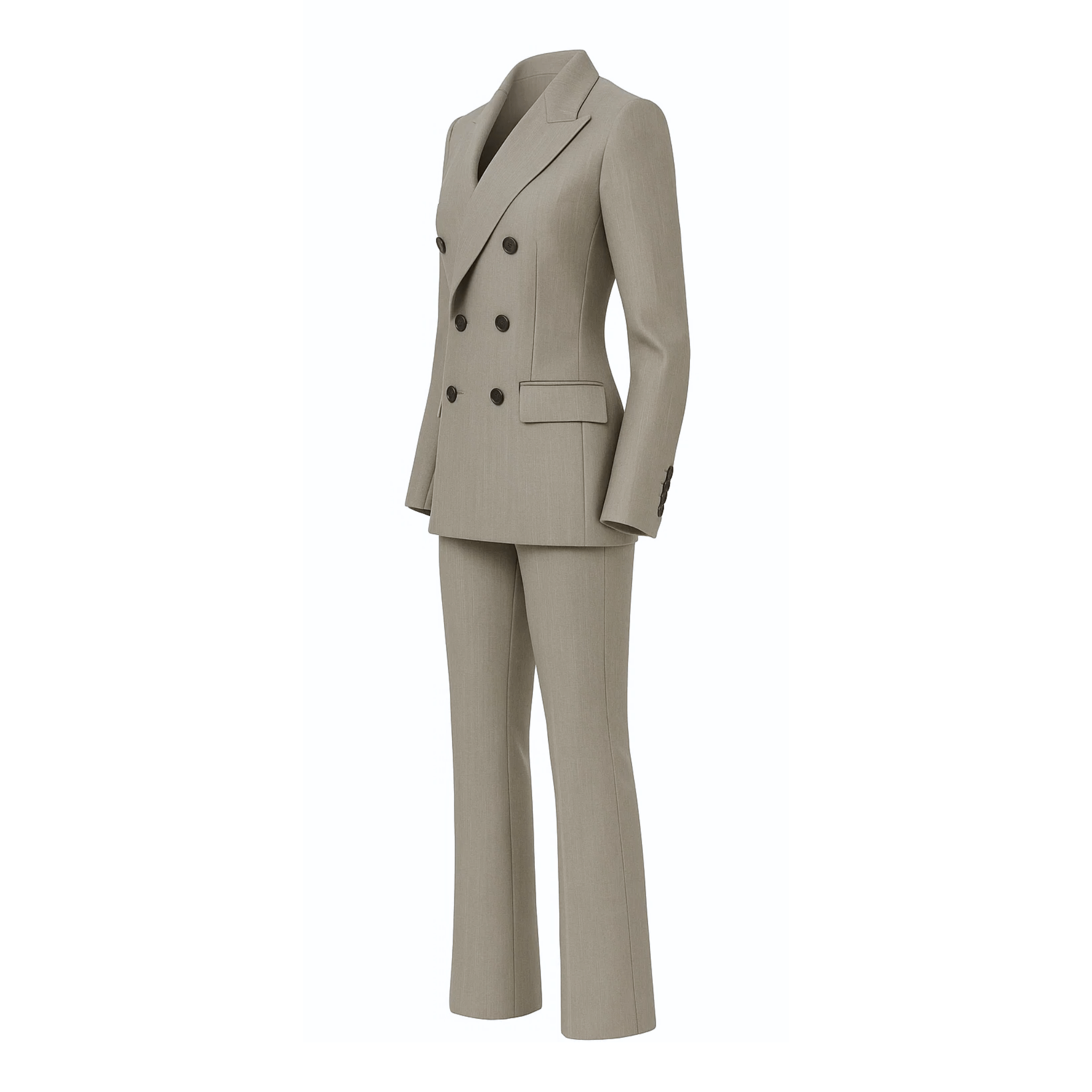 Tailory stone double-breasted flare suit set side view