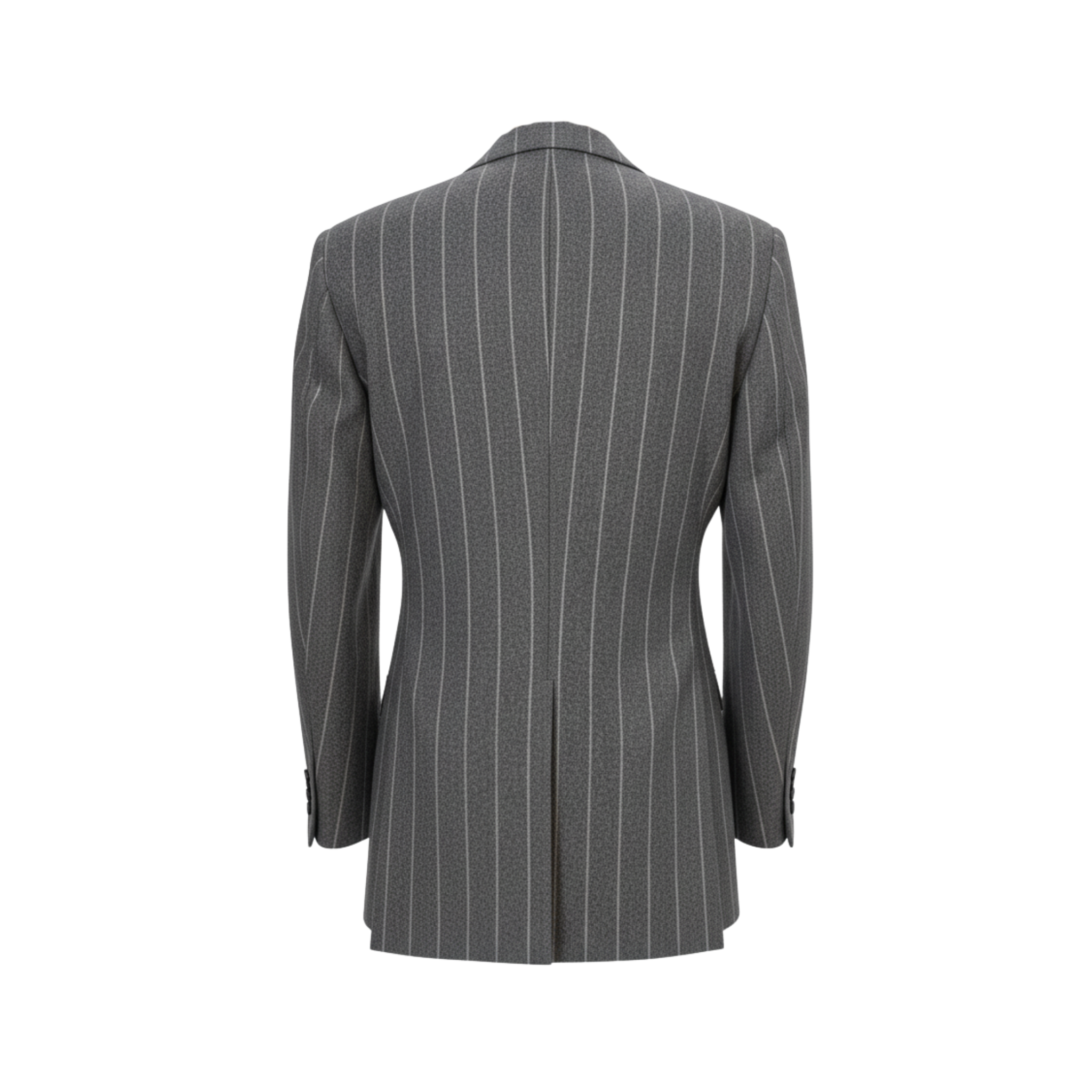 Tailory charcoal white pinstripe cropped tailored blazer back view