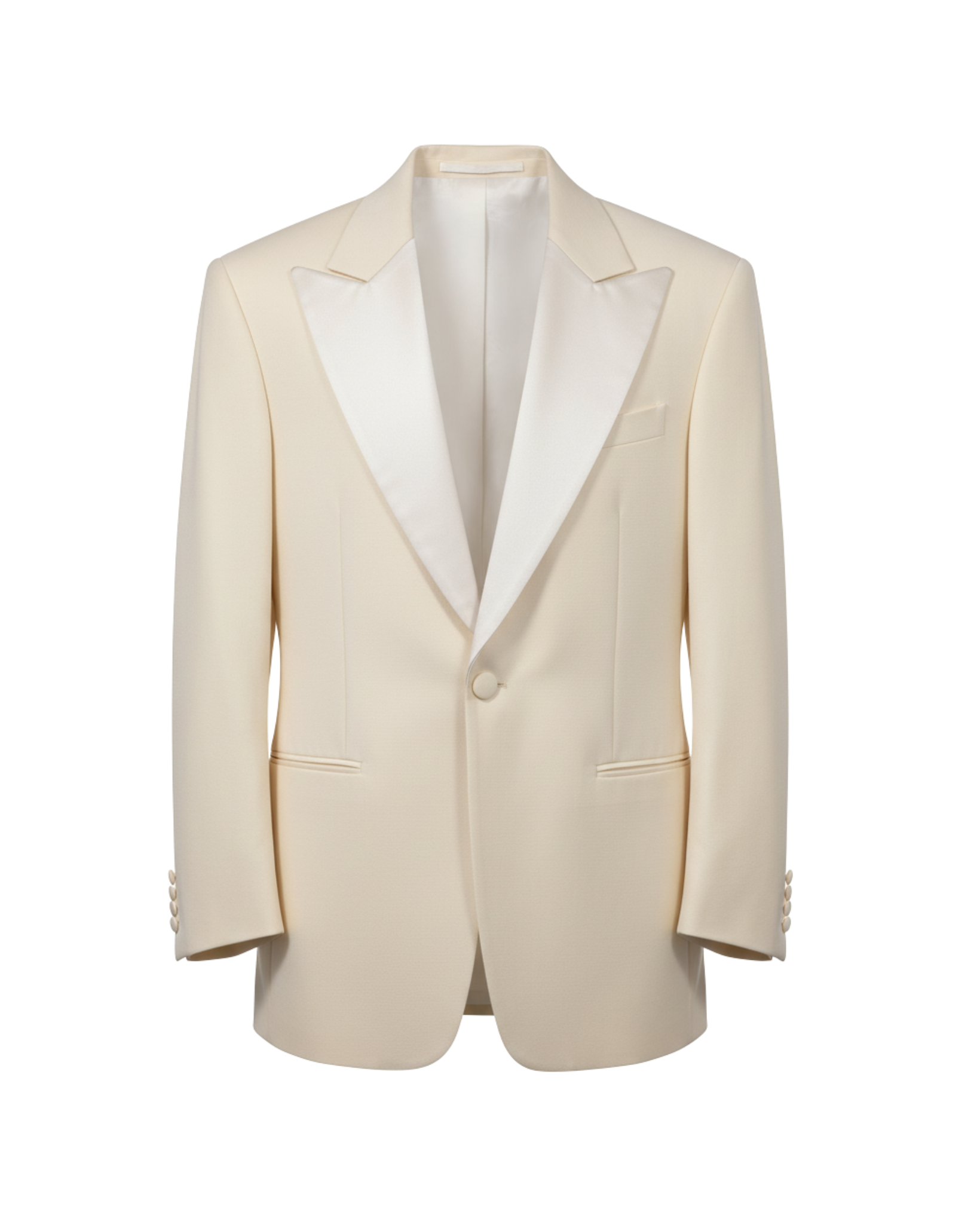 Tailory ivory tailored jacket with wide satin peak lapels front view