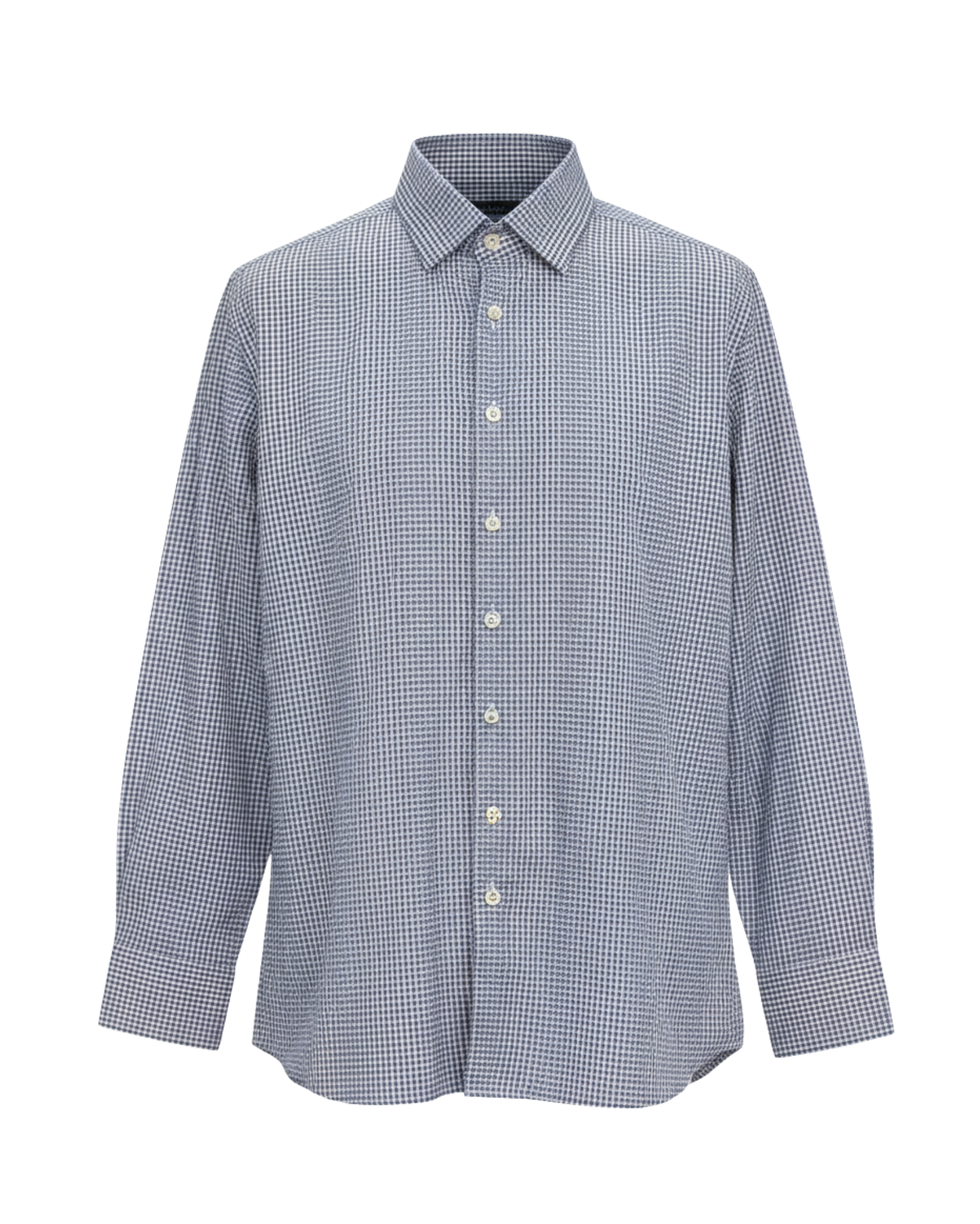 Tailory light blue and white micro-gingham tailored shirt front view