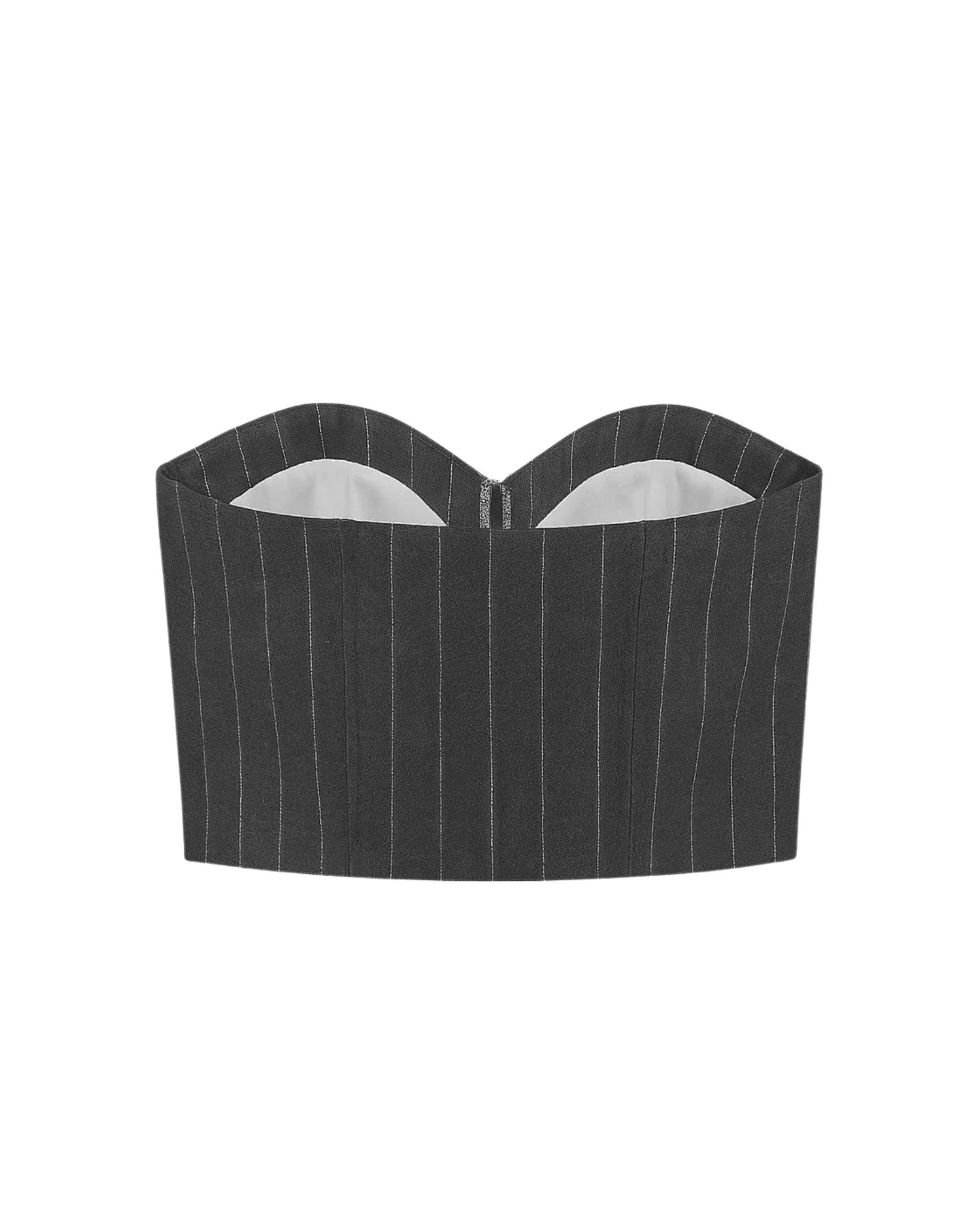 Tailory black pinstripe structured bandeau top back view