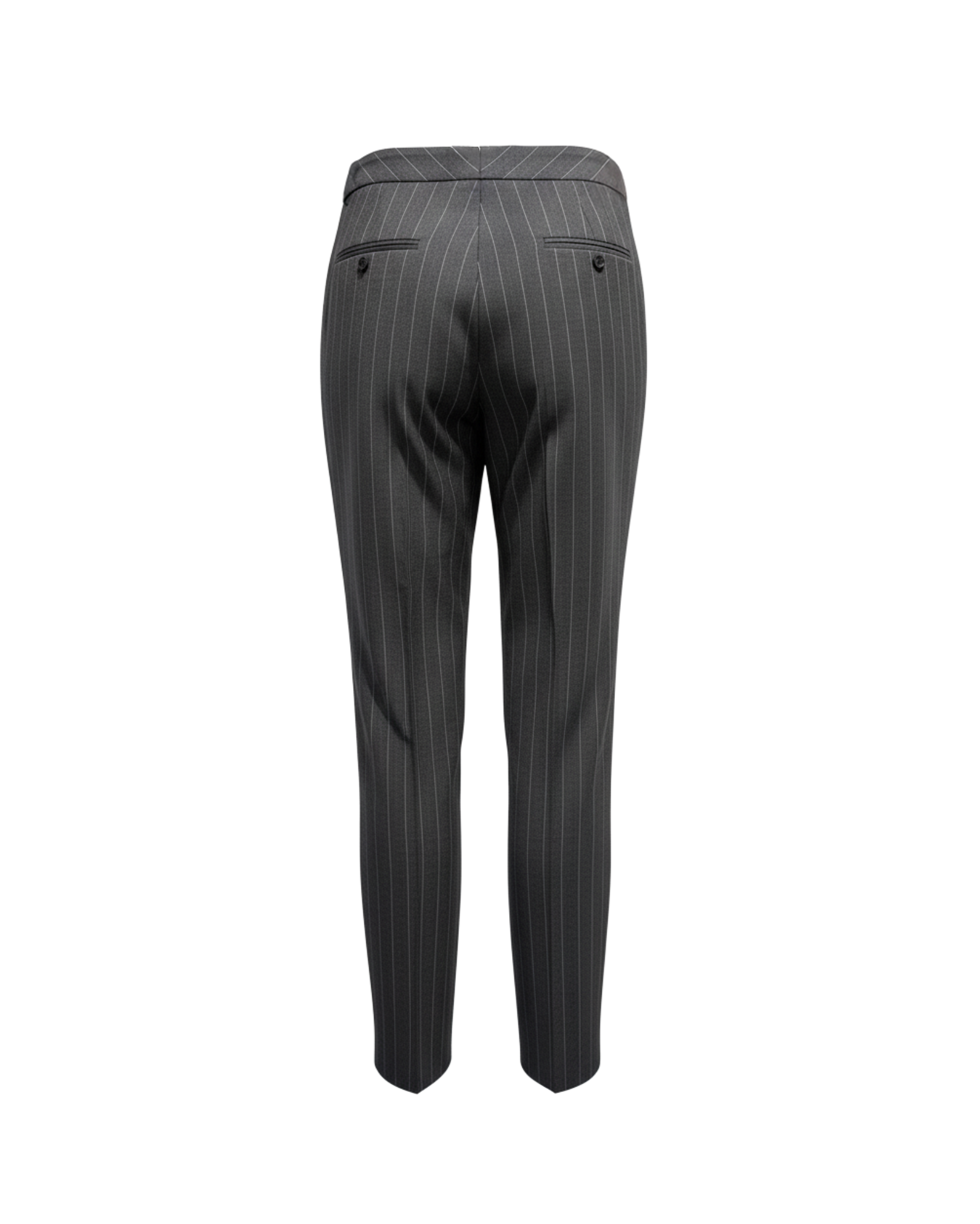 Tailory grey pinstripe straight-leg slit-hem tailored pants back view