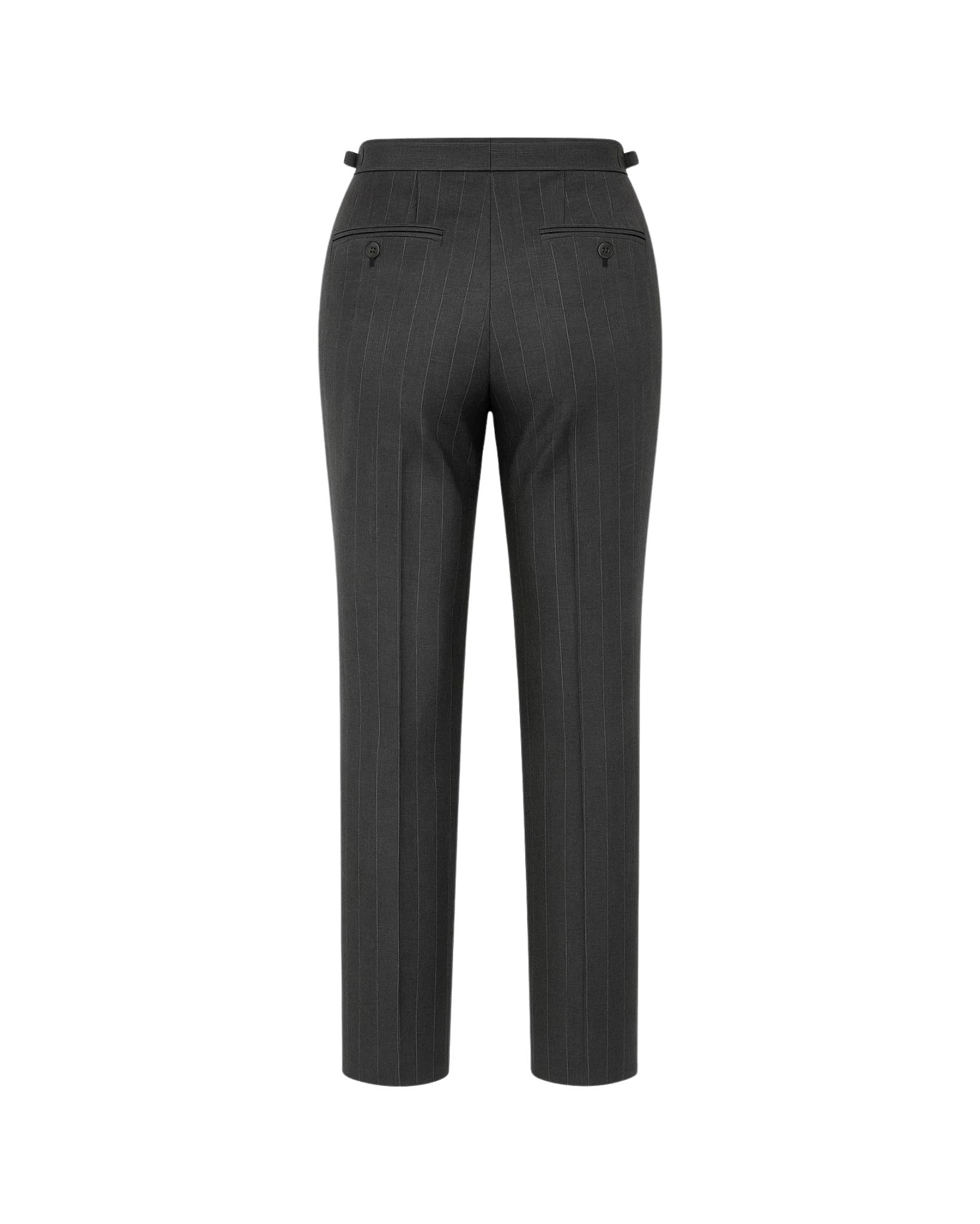 Tailory grey pinstripe tapered suit trouser back view