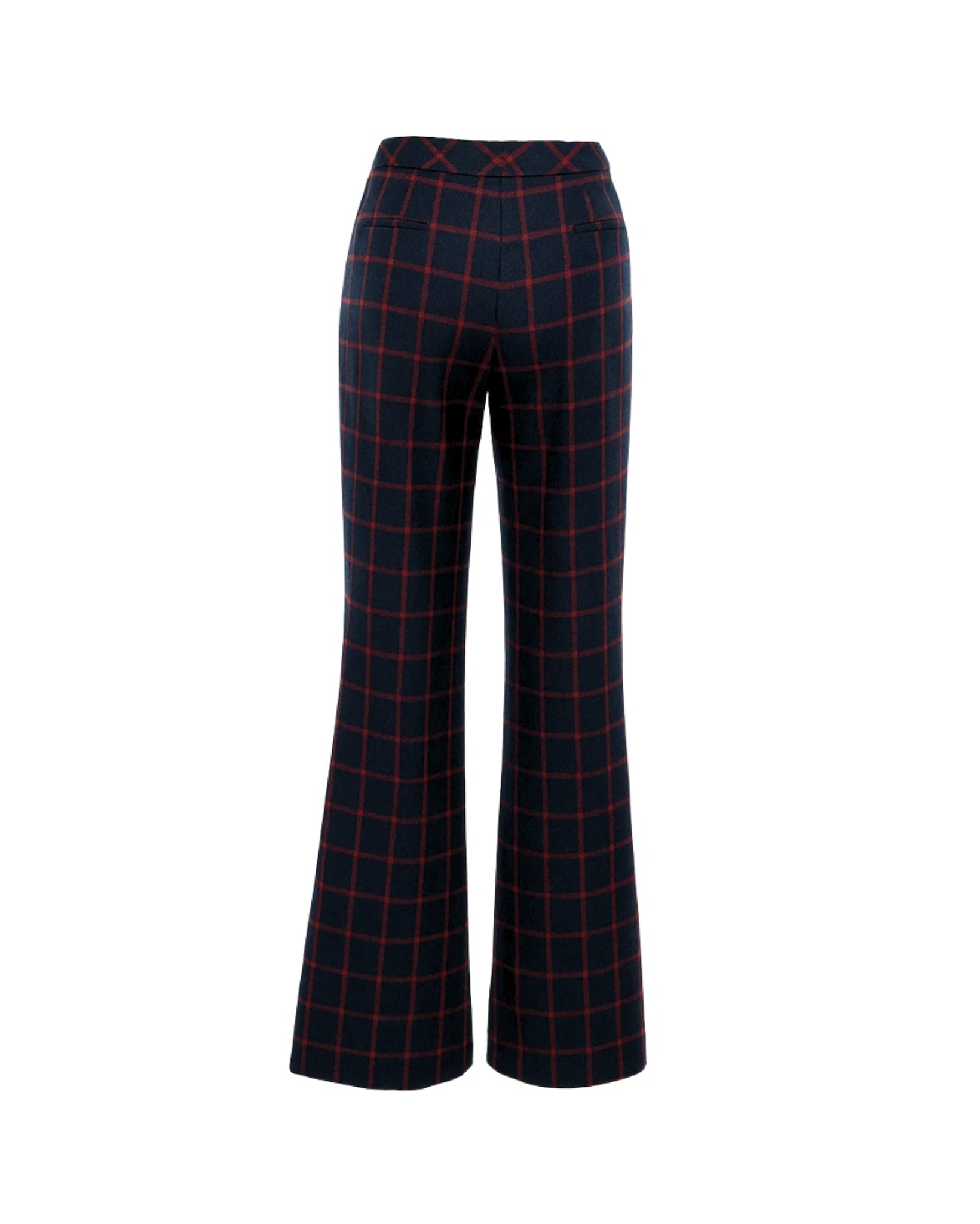 Tailory navy/red windowpane wide-leg trouser back view