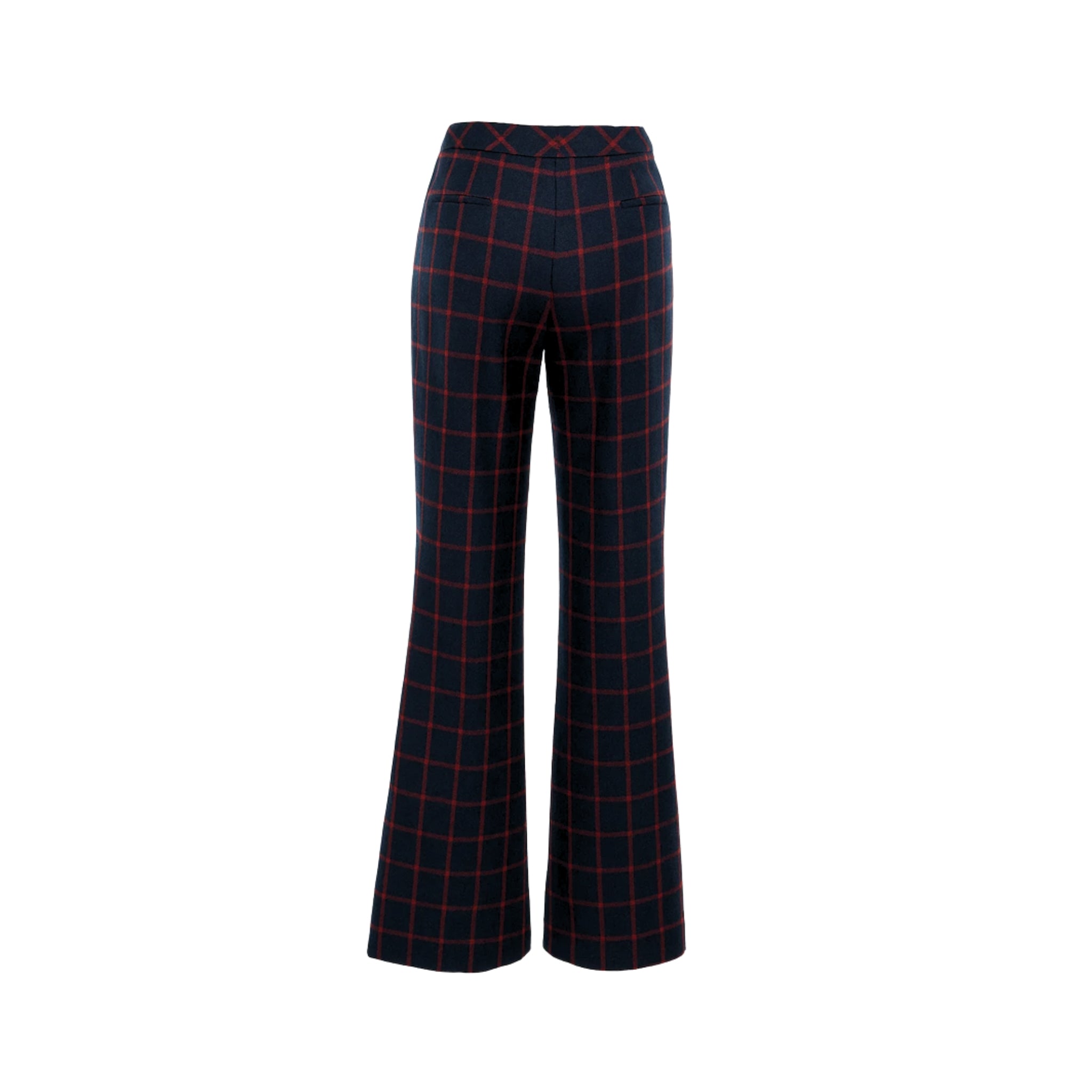 Tailory navy/red windowpane wide-leg trouser back view