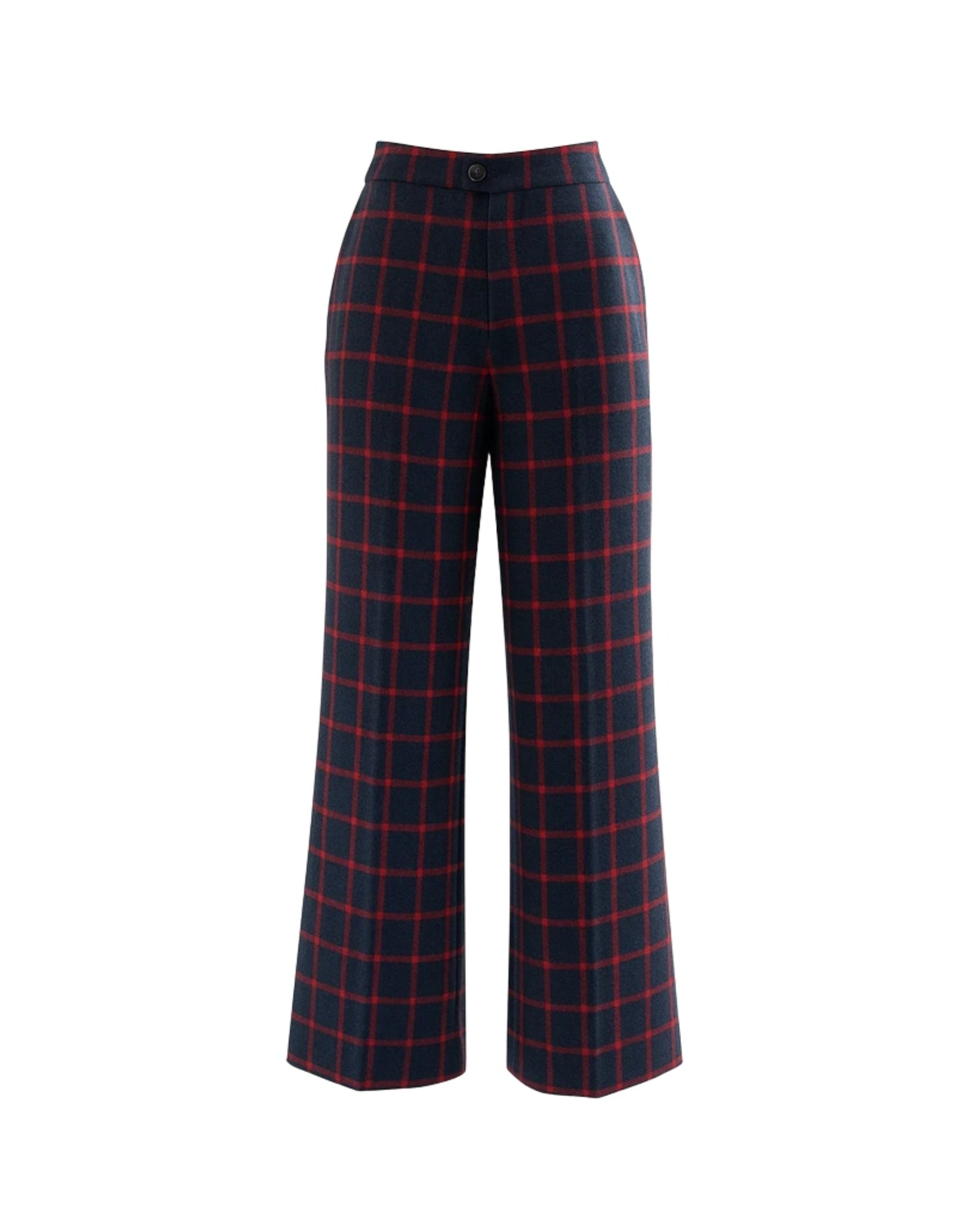 Tailory navy/red windowpane wide-leg trouser front view
