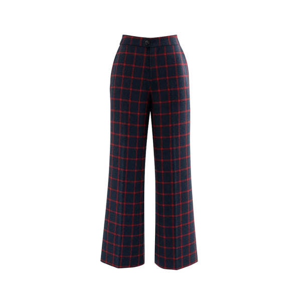 Tailory navy/red windowpane wide-leg trouser front view