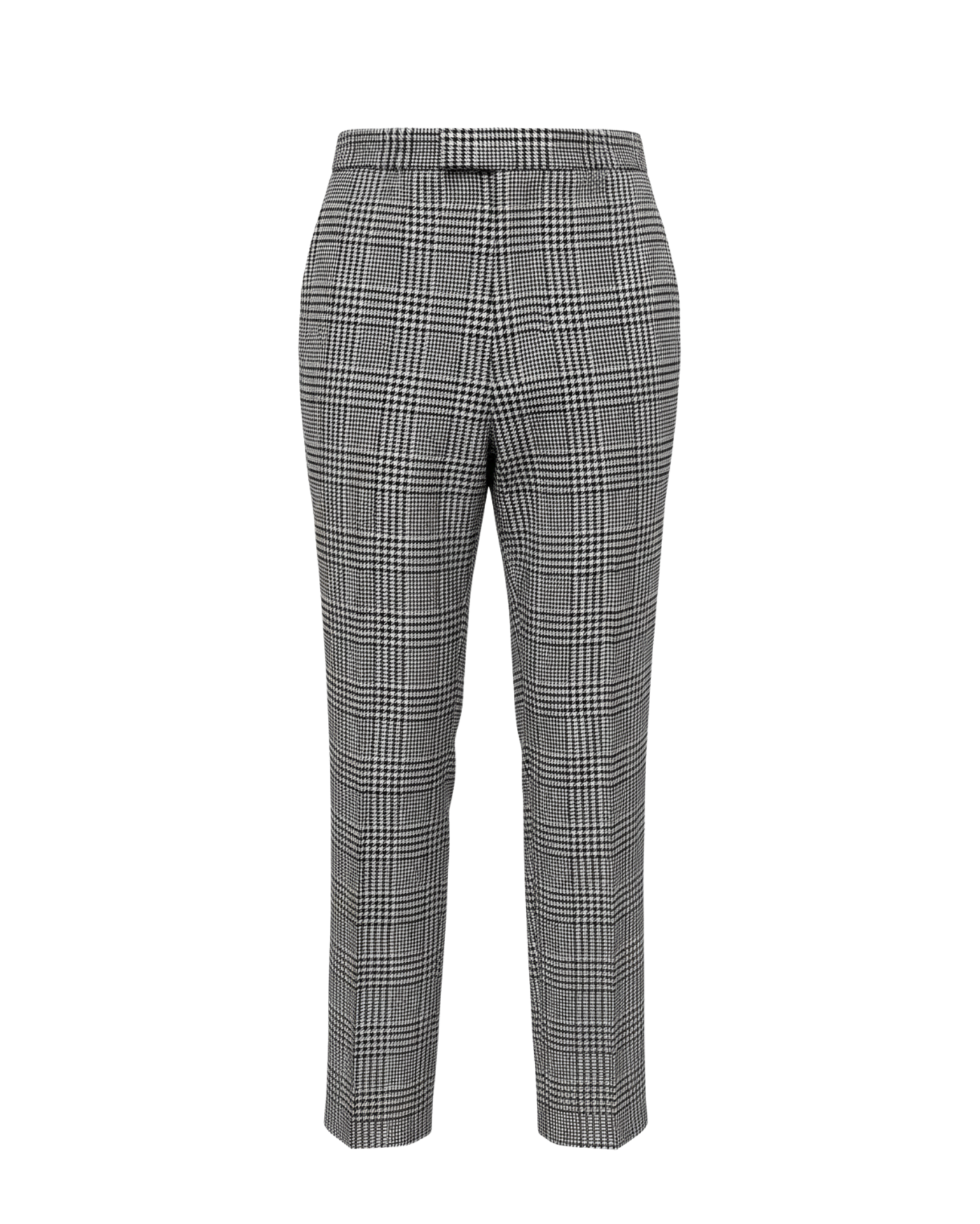 Tailory black/white glen plaid cropped trousers front view