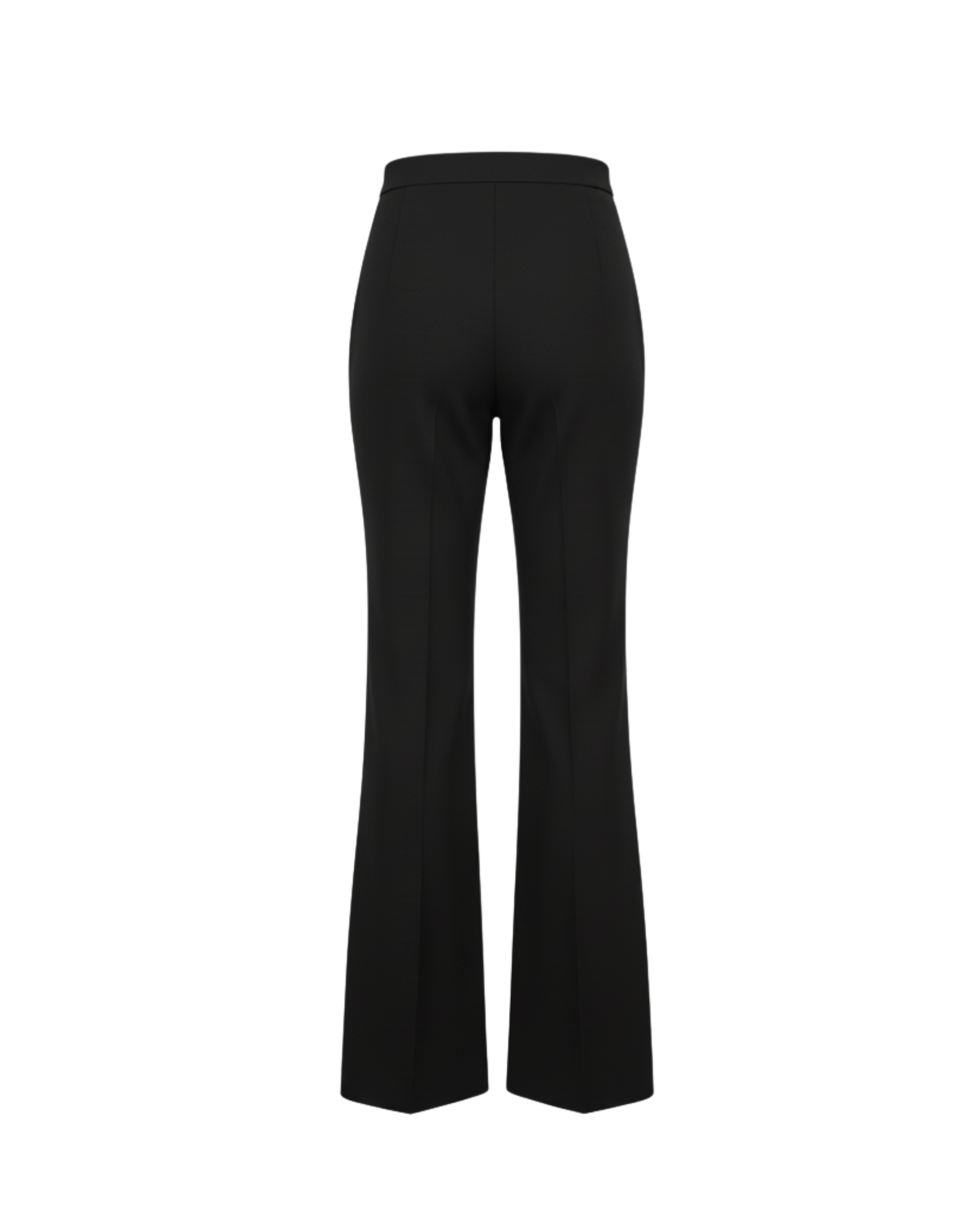 Tailory black high-waisted flare trousers back view