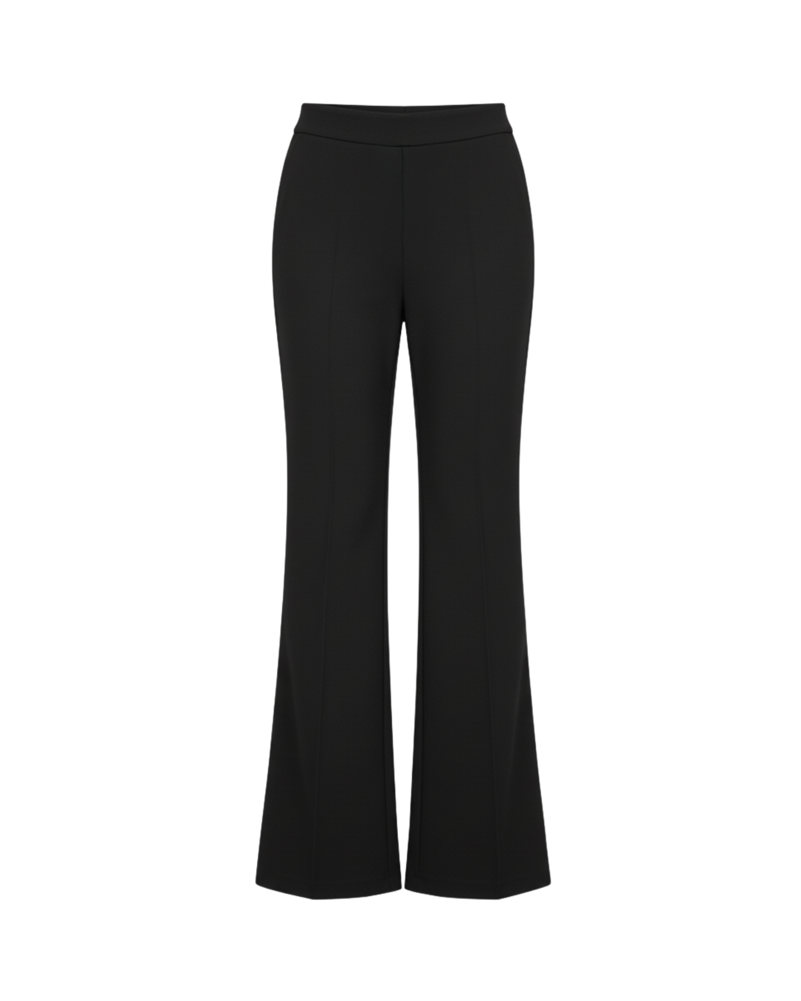 Tailory black high-waisted flare trousers front view