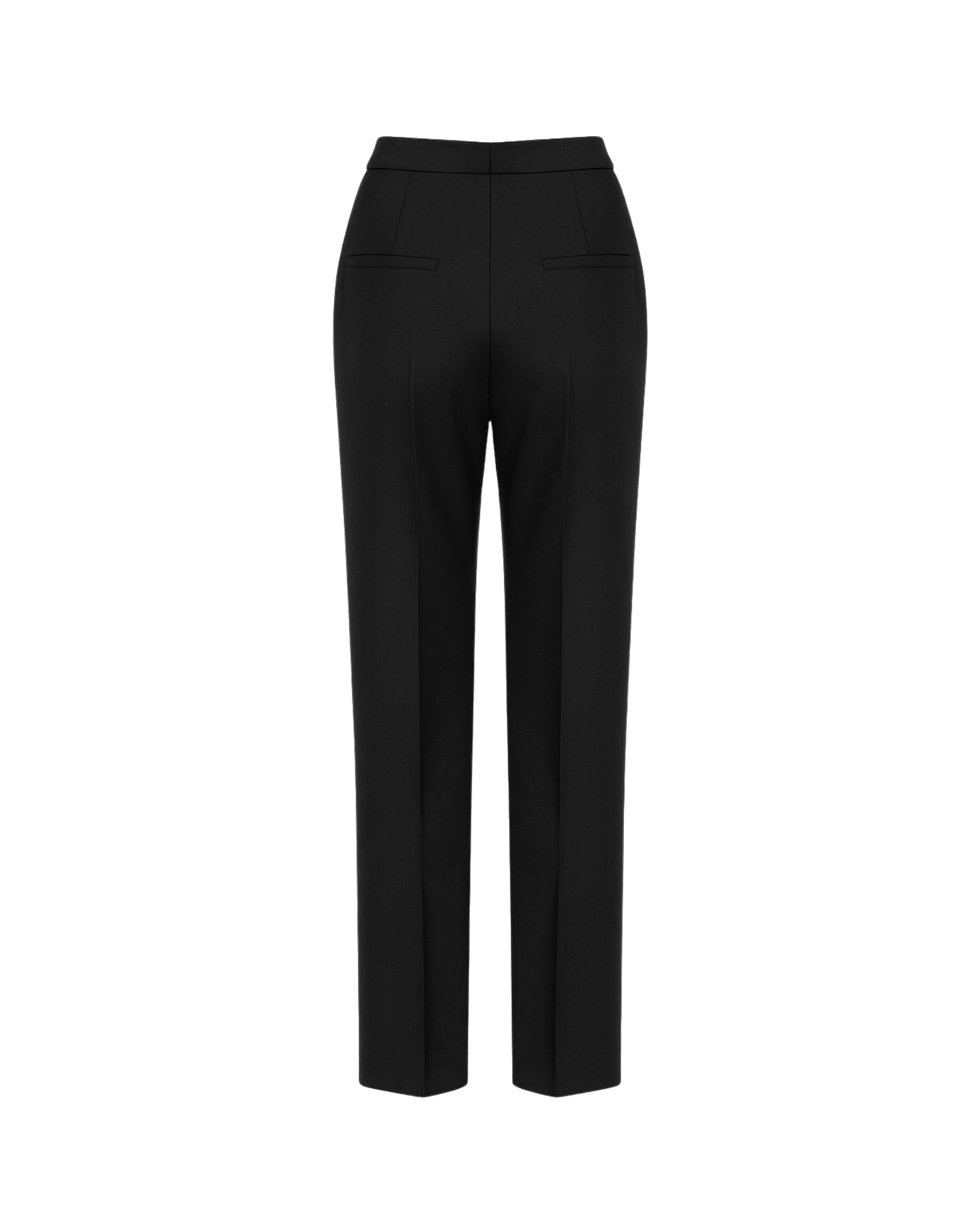 Tailory black pinstripe tailored trousers wide-leg back view