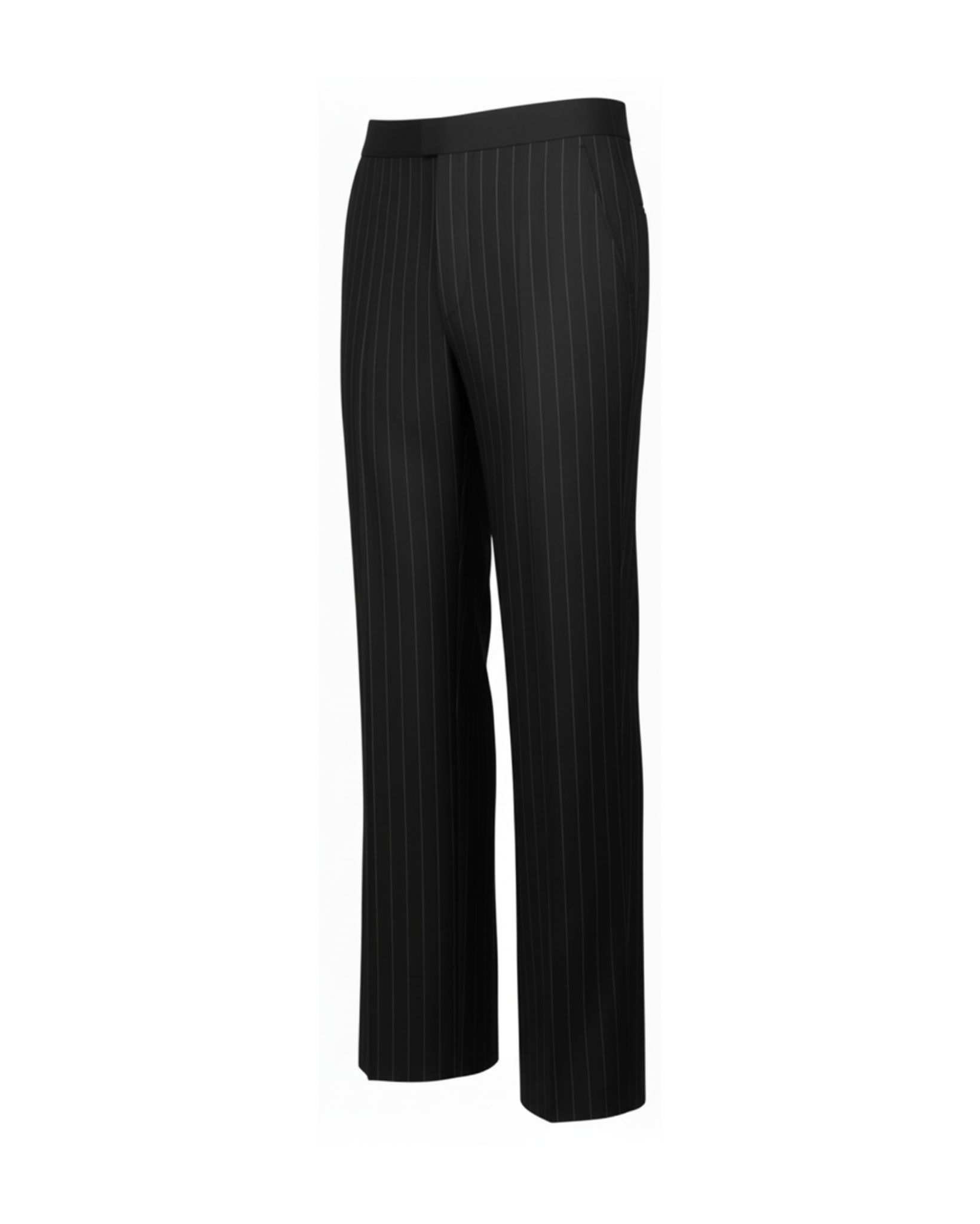 Tailory black pinstripe wide-leg trousers side view