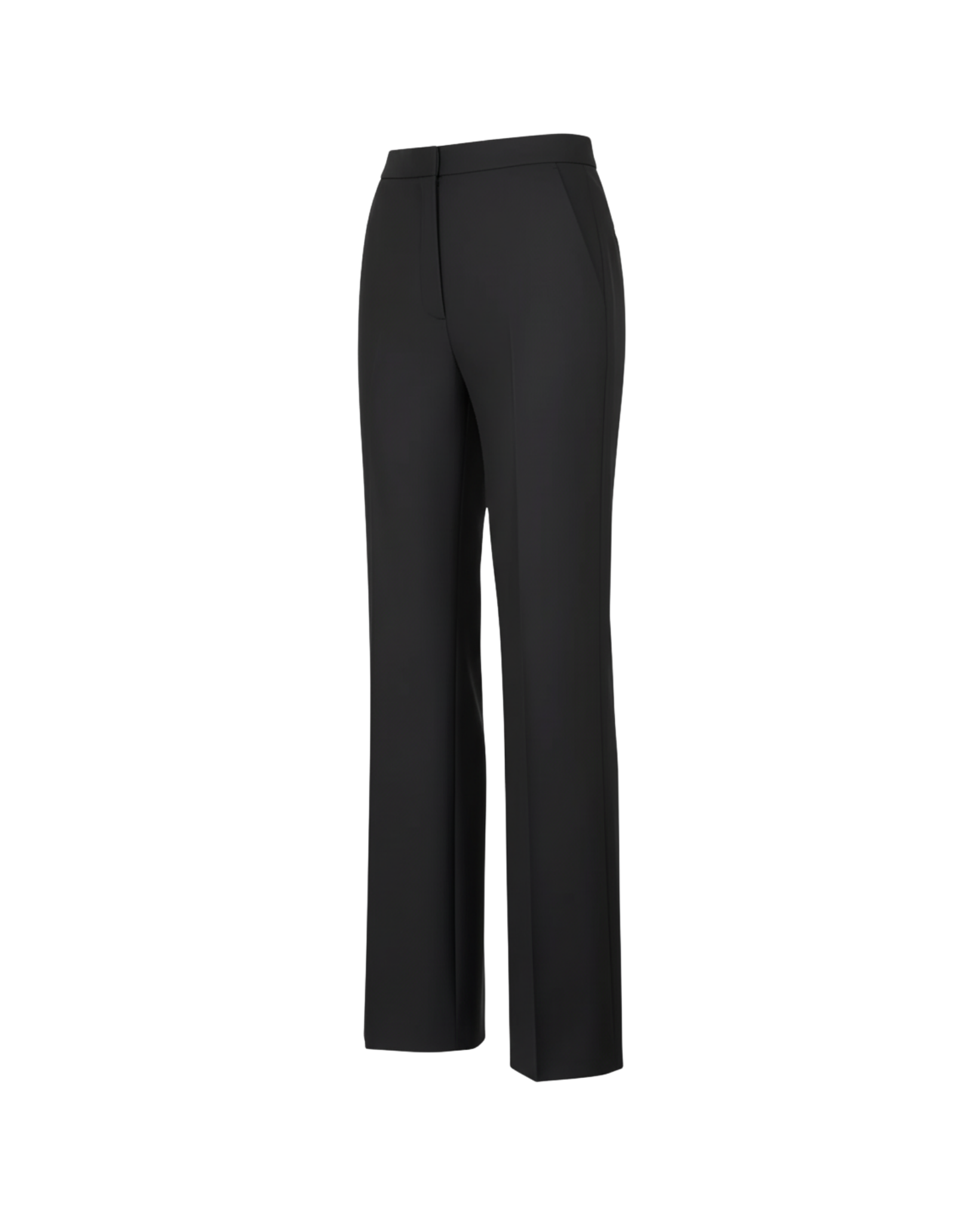 Tailory black straight leg trousers with side zip closure side view