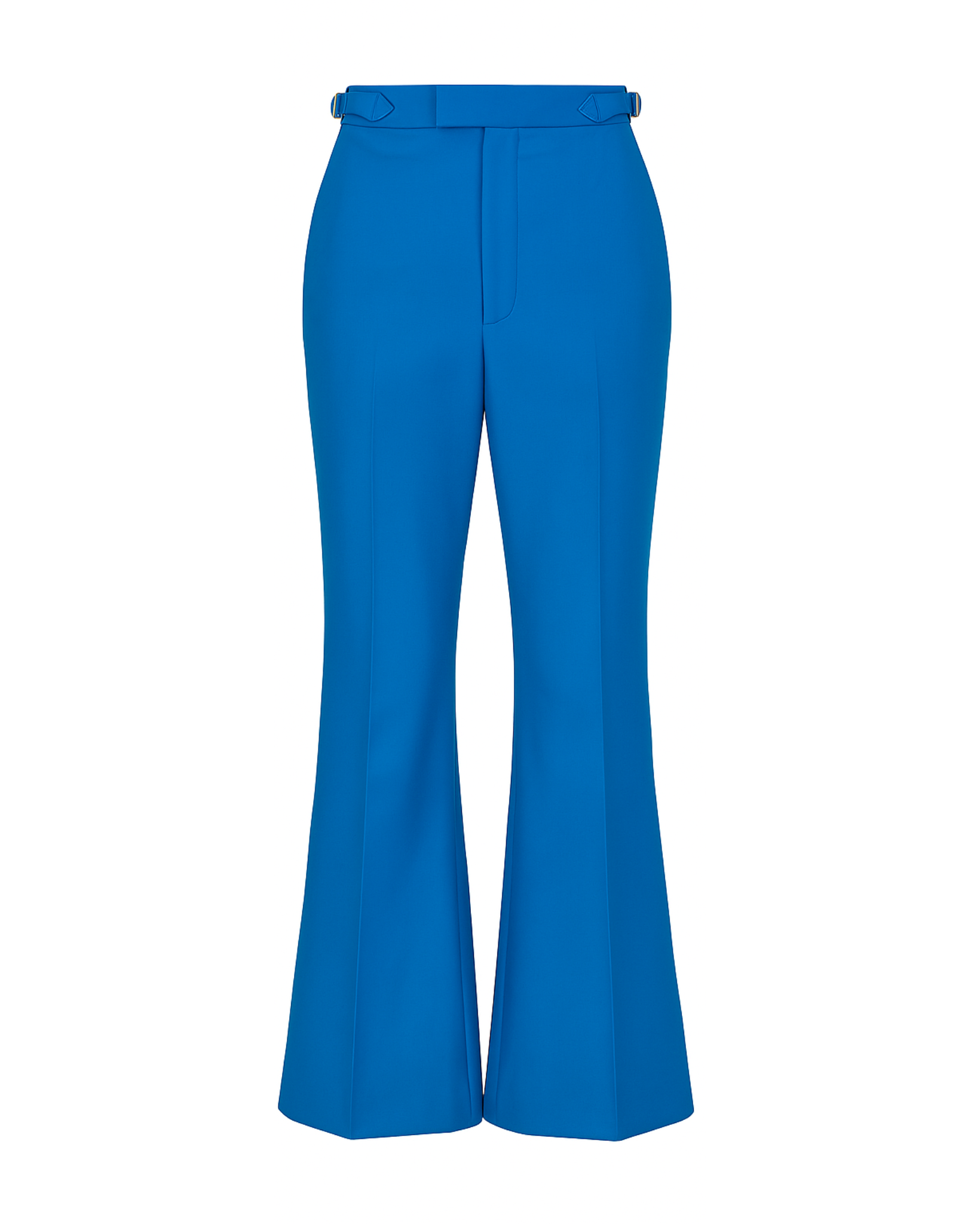 Tailory bright blue flared trousers front view