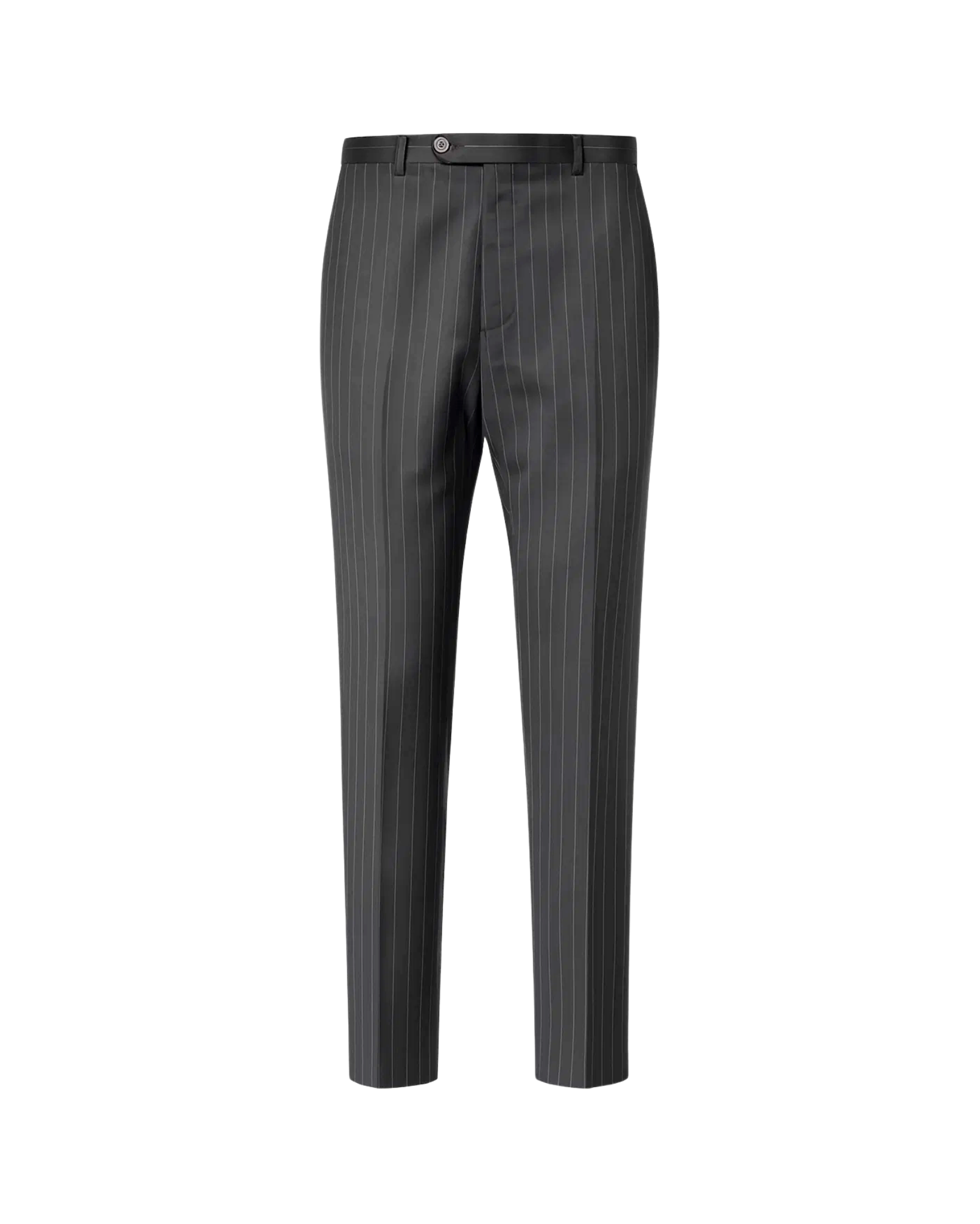 Tailory charcoal pinstriped straight cropped suit trousers front view