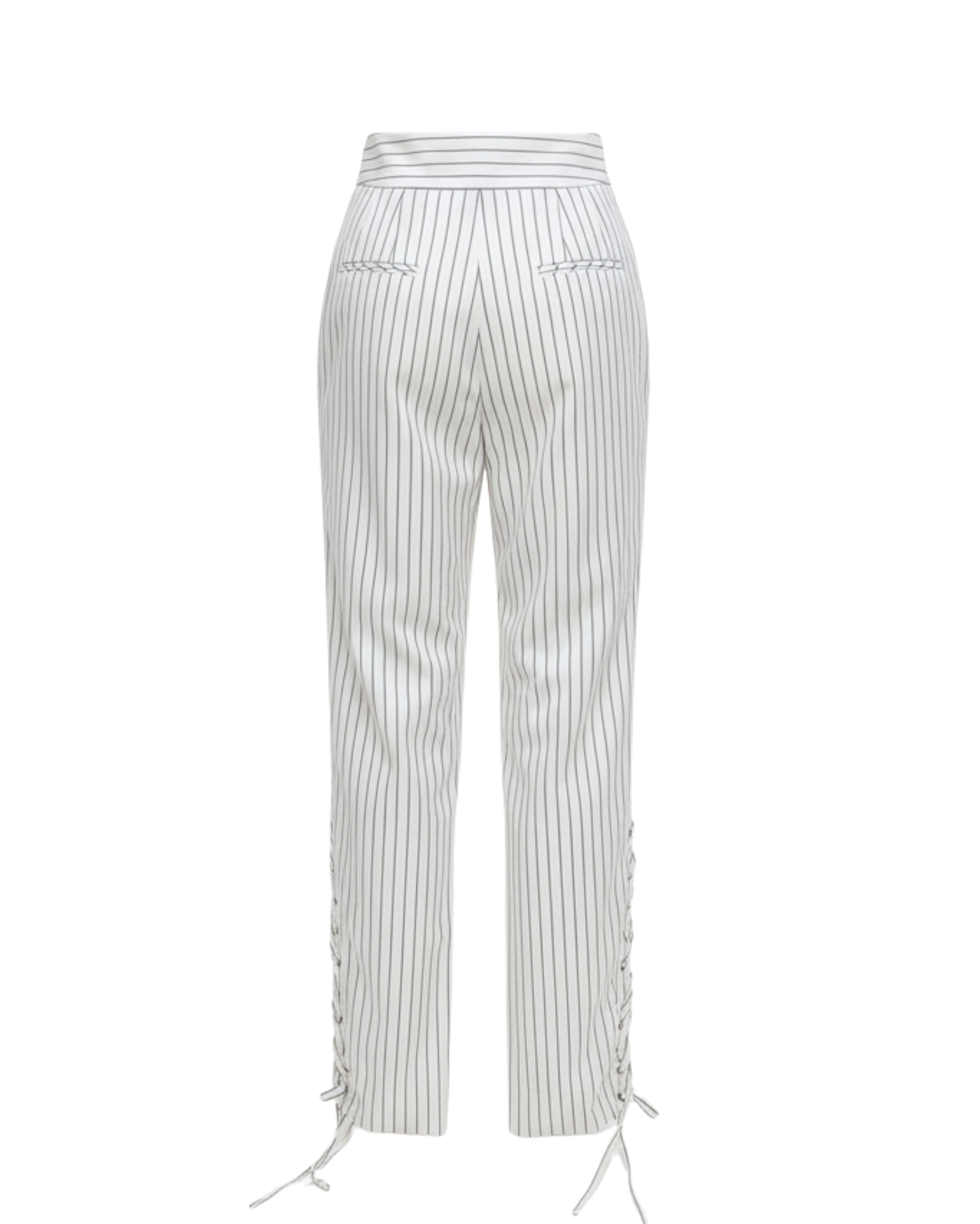 Tailory cream straight-leg wool trousers back view