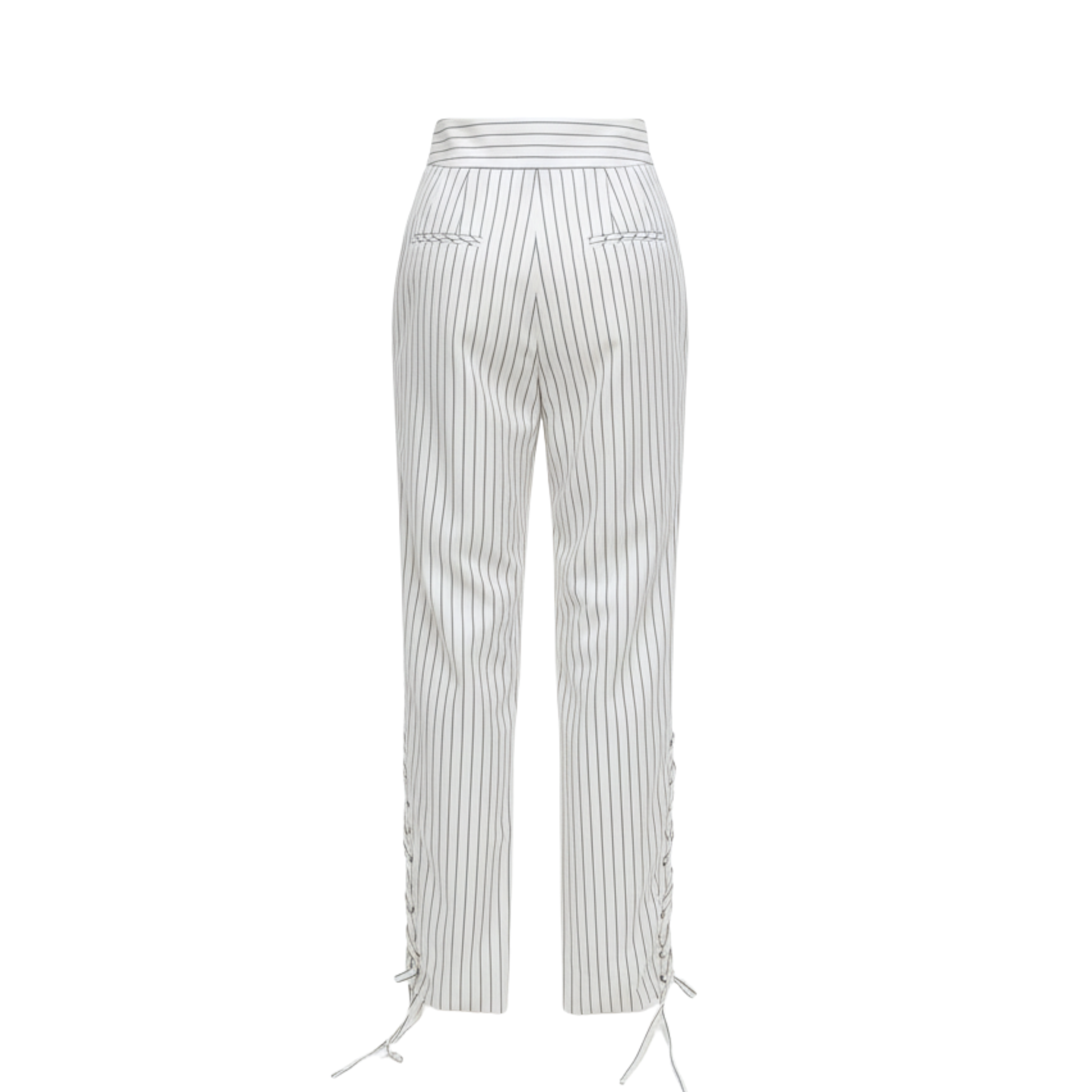 Tailory cream straight-leg wool trousers back view