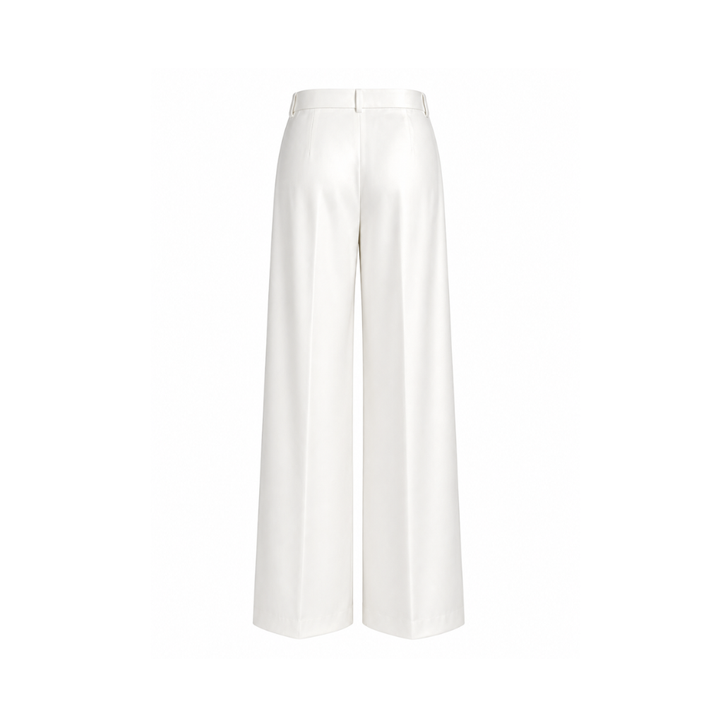 Tailory cream wide leg trousers back view
