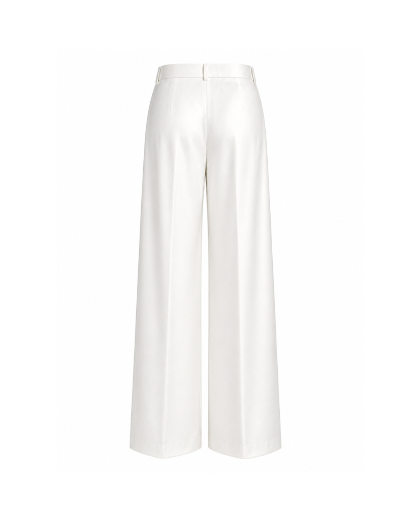 Tailory cream wide leg trousers back view