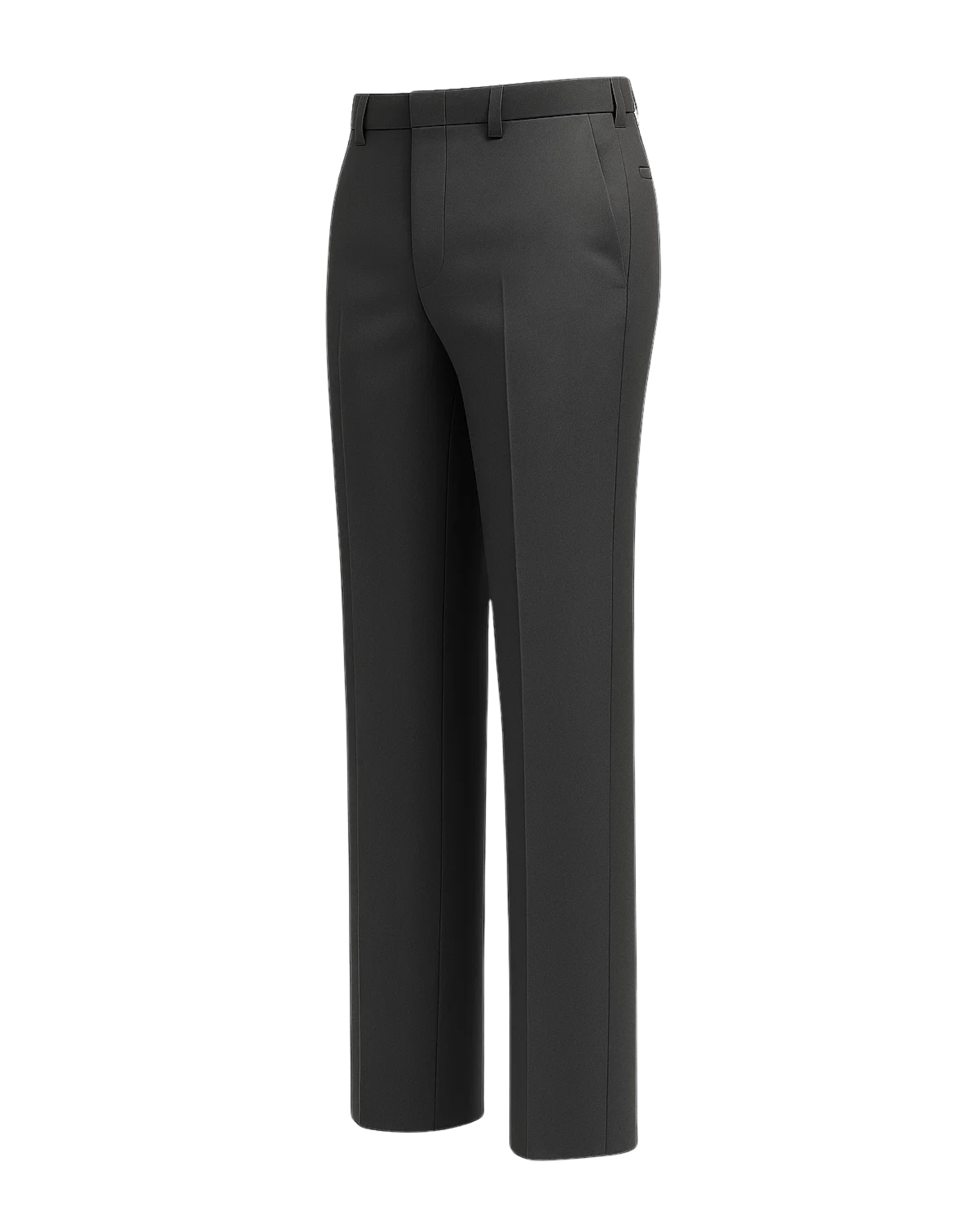 Tailory grey flat-front dress trousers side view