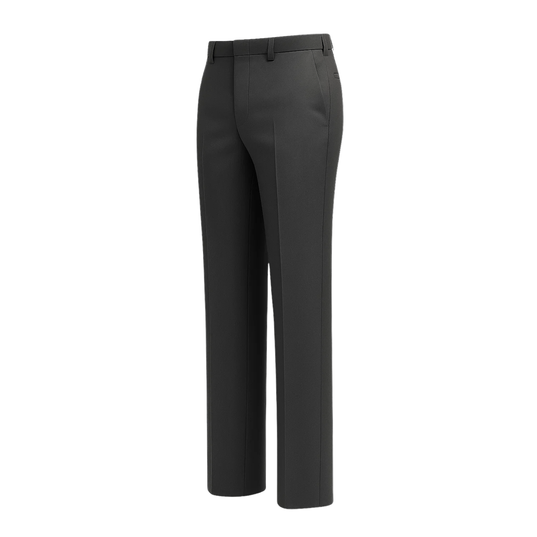 Tailory grey flat-front dress trousers side view