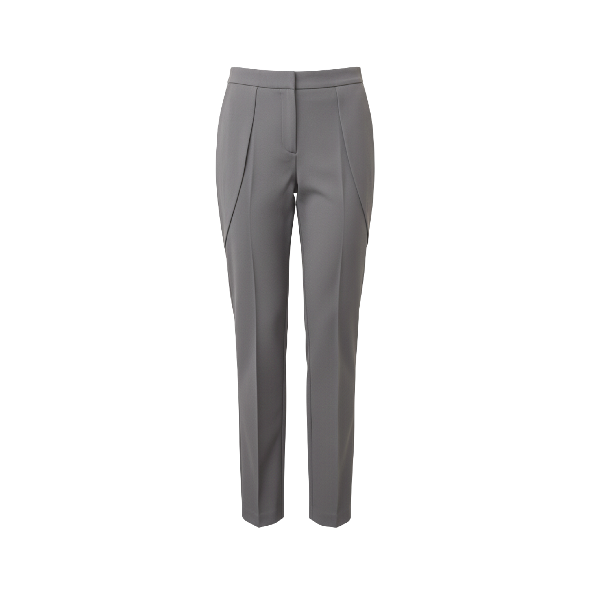 Tailory grey pleated front trousers with high-rise waist front view