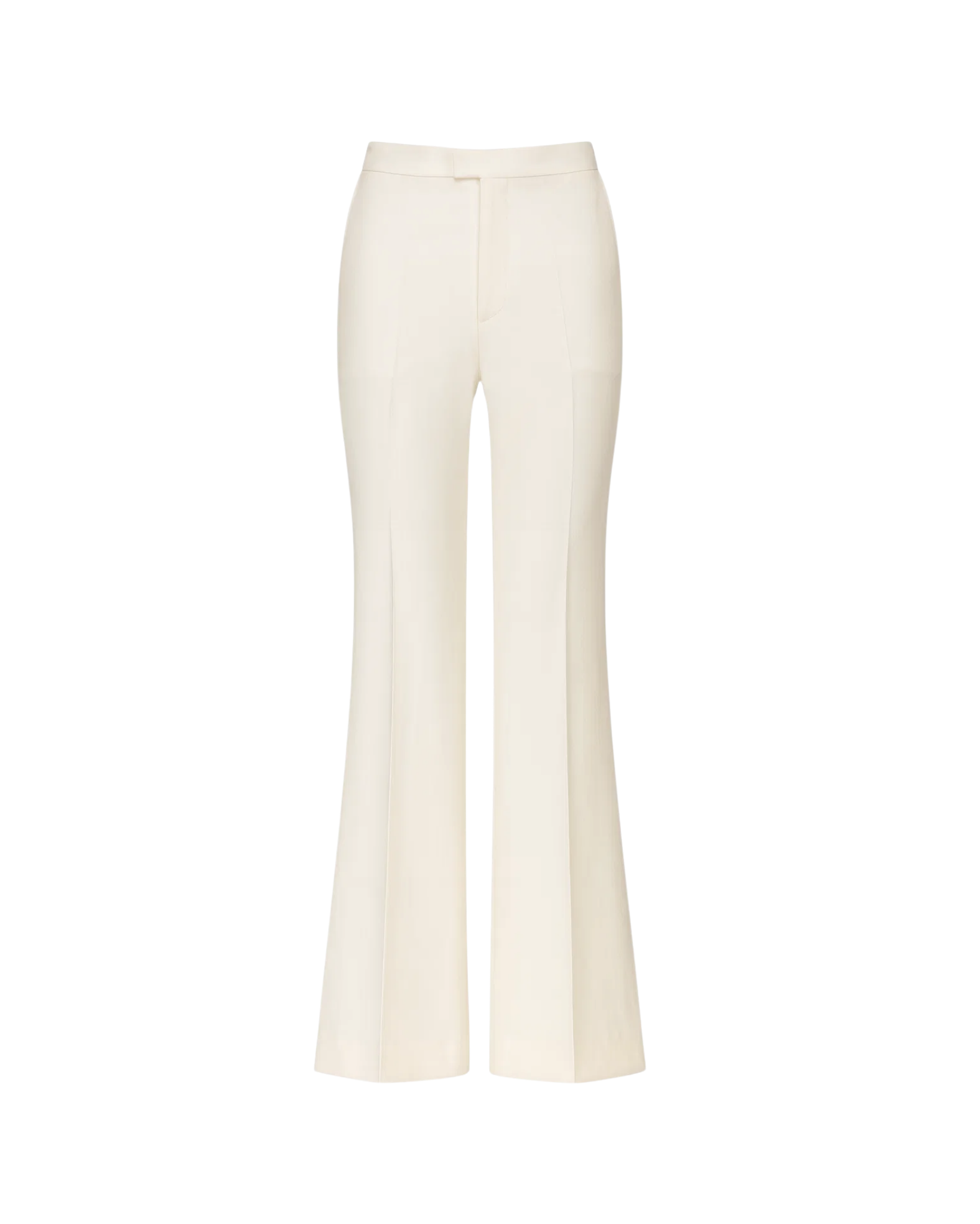Tailory ivory high-rise flare trousers with contrast stripe front view