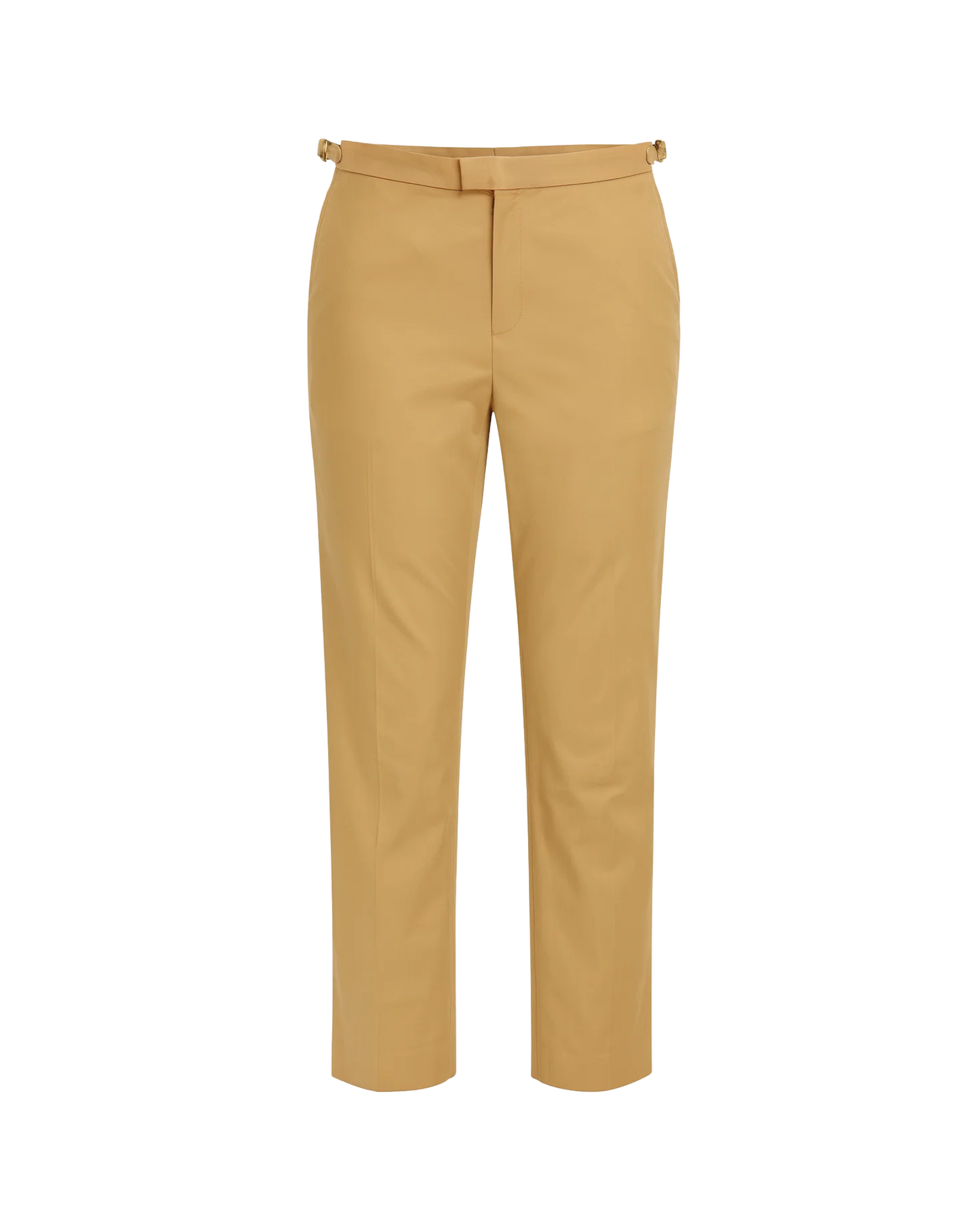 Tailory khaki cropped tailored trousers with side adjusters front view
